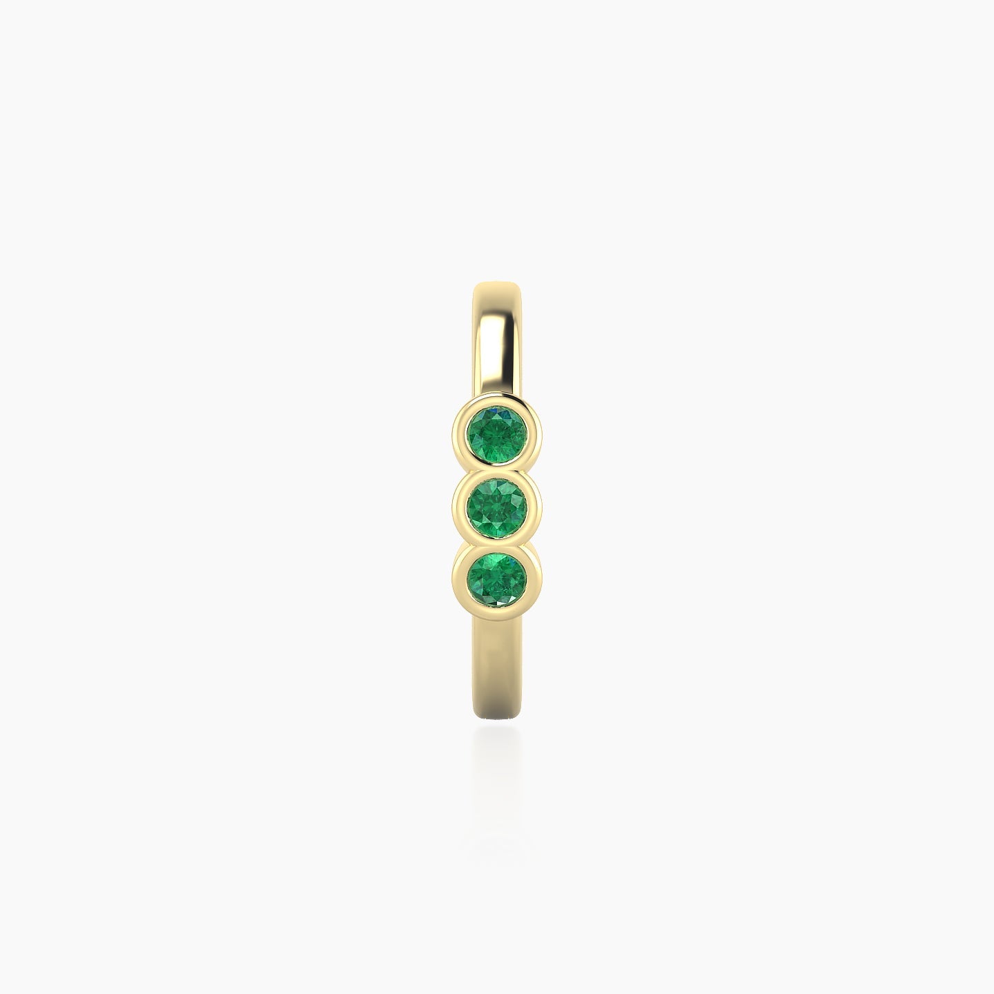 Leto | 18k Yellow Gold 9.5 mm Trilogy Emerald Hoop Piercing