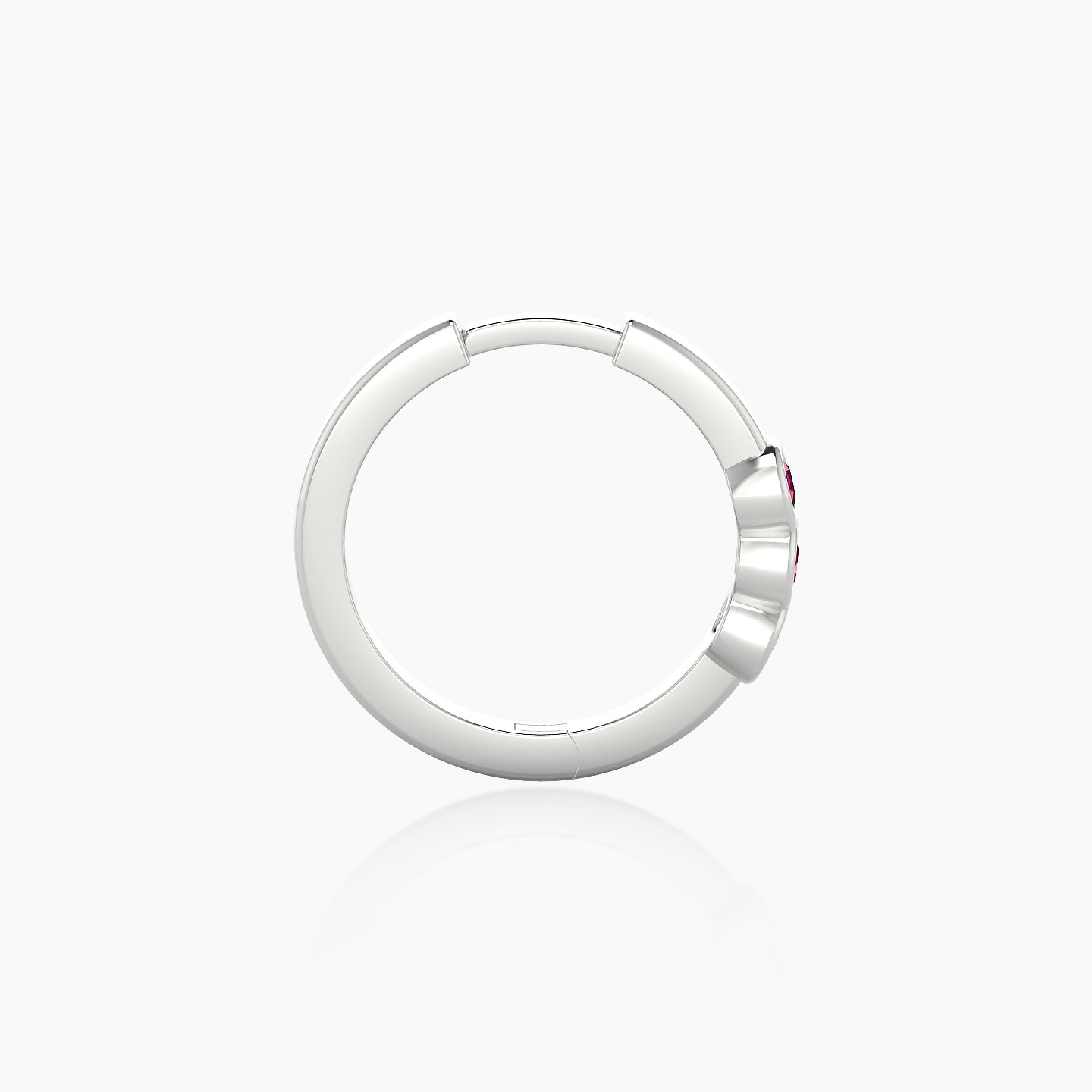 Leto | 18k White Gold 9.5 mm Trilogy Ruby Hoop Piercing