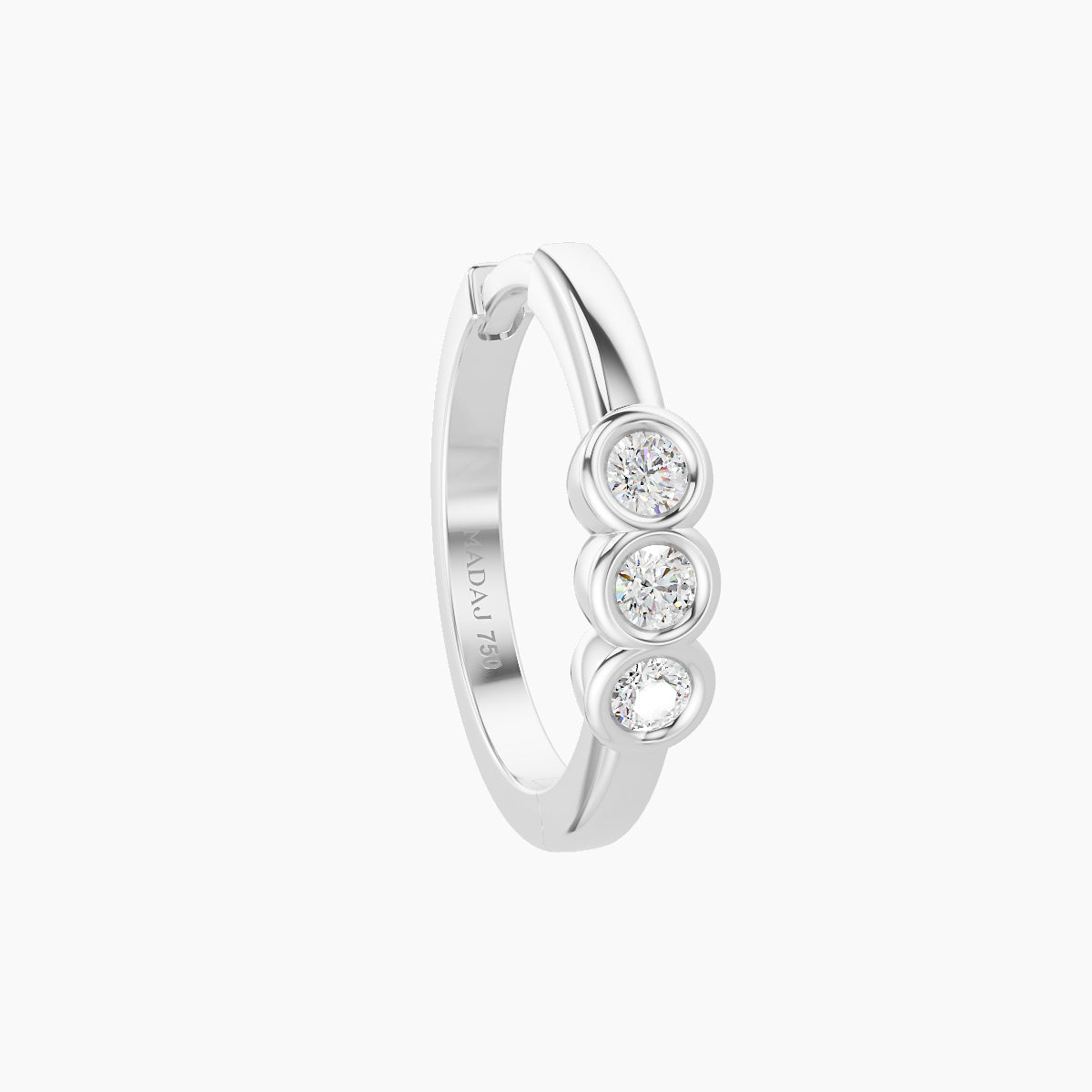 Leto | 18k White Gold 9.5 mm Trilogy Diamond Nose Ring Piercing