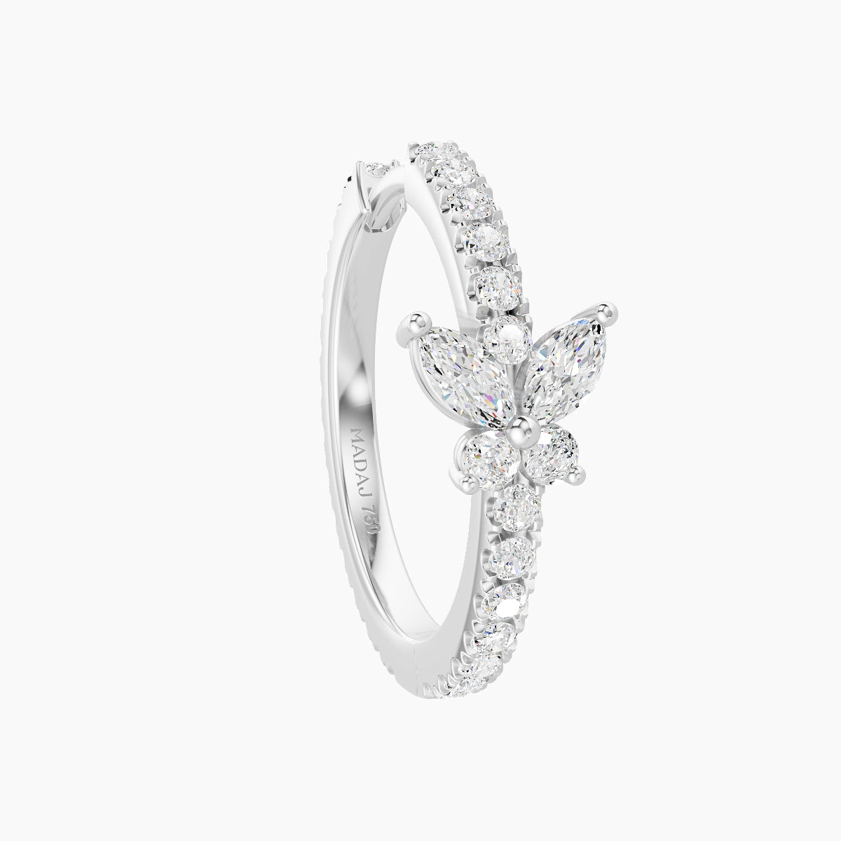 Levana | 18k White Gold 11 mm Butterfly Diamond Hoop Piercing