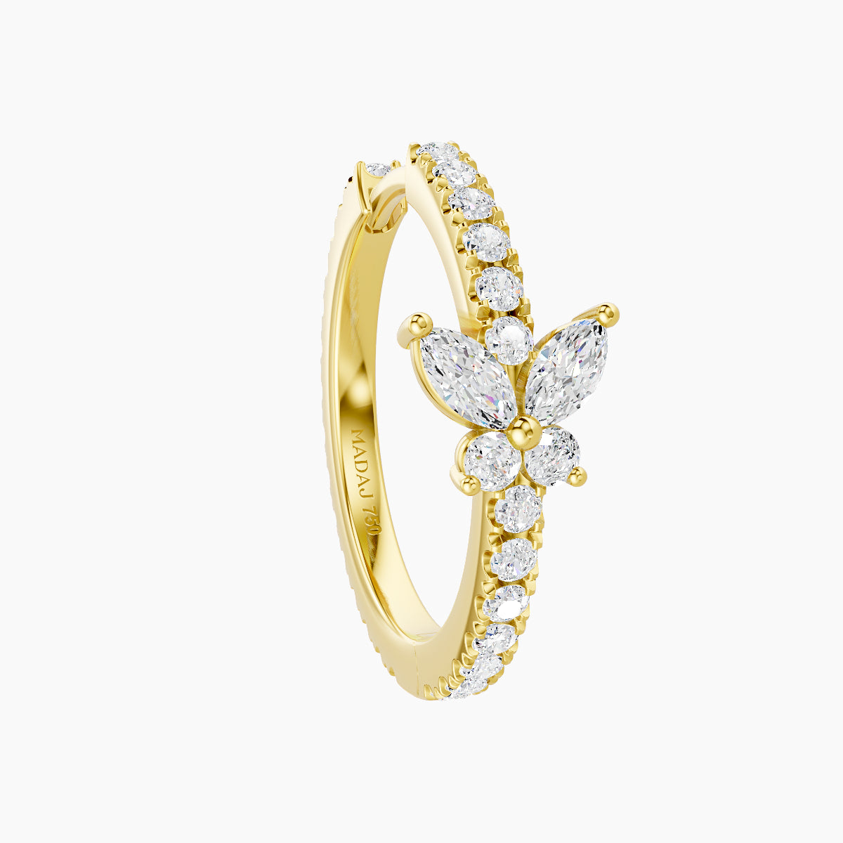Levana | 18k Yellow Gold 11 mm Butterfly Diamond Hoop Piercing