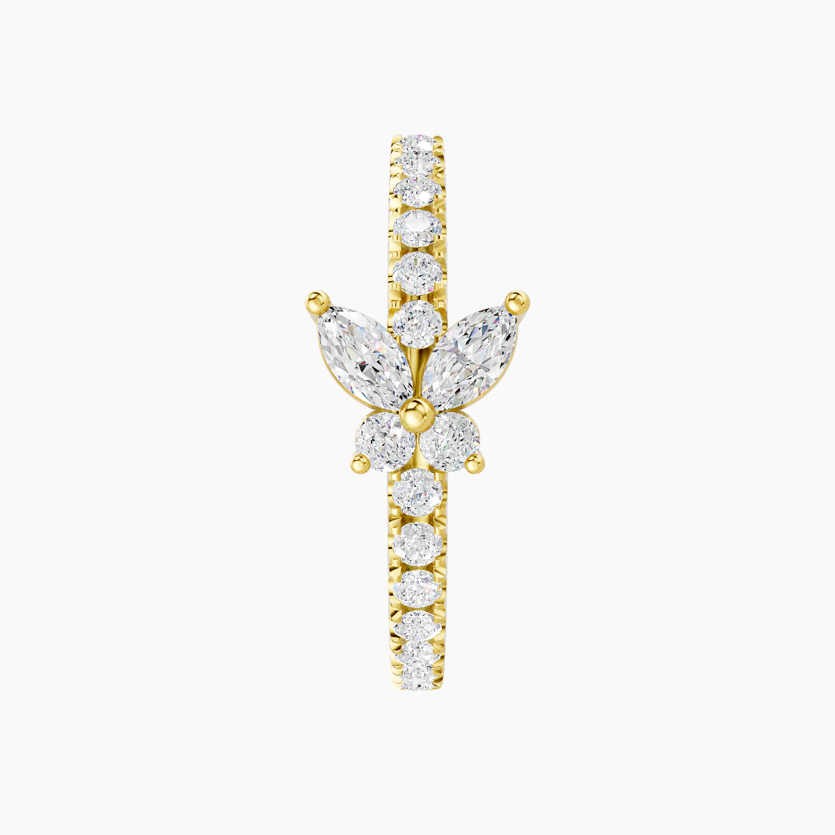 Levana | 18k Yellow Gold 11 mm Butterfly Diamond Hoop Piercing