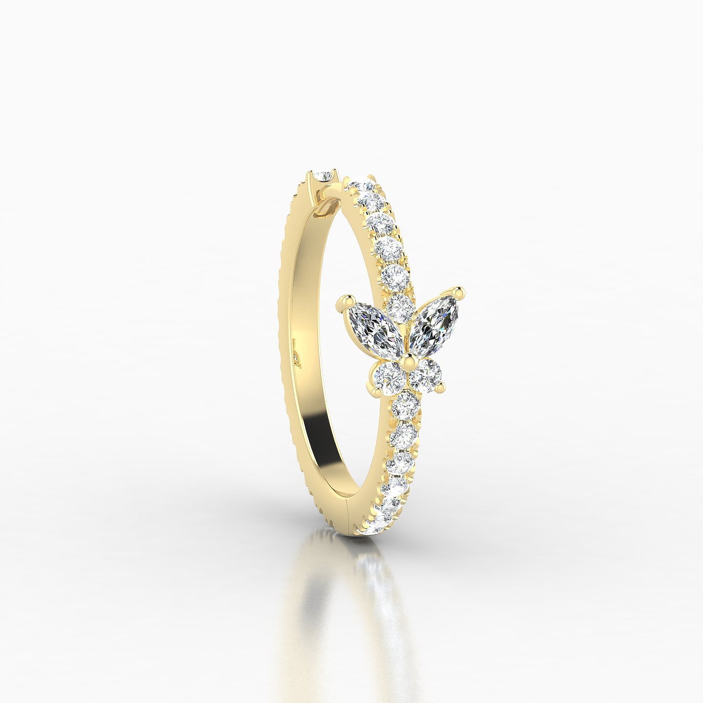 Levana | 18k Yellow Gold 11 mm Butterfly Diamond Hoop Piercing