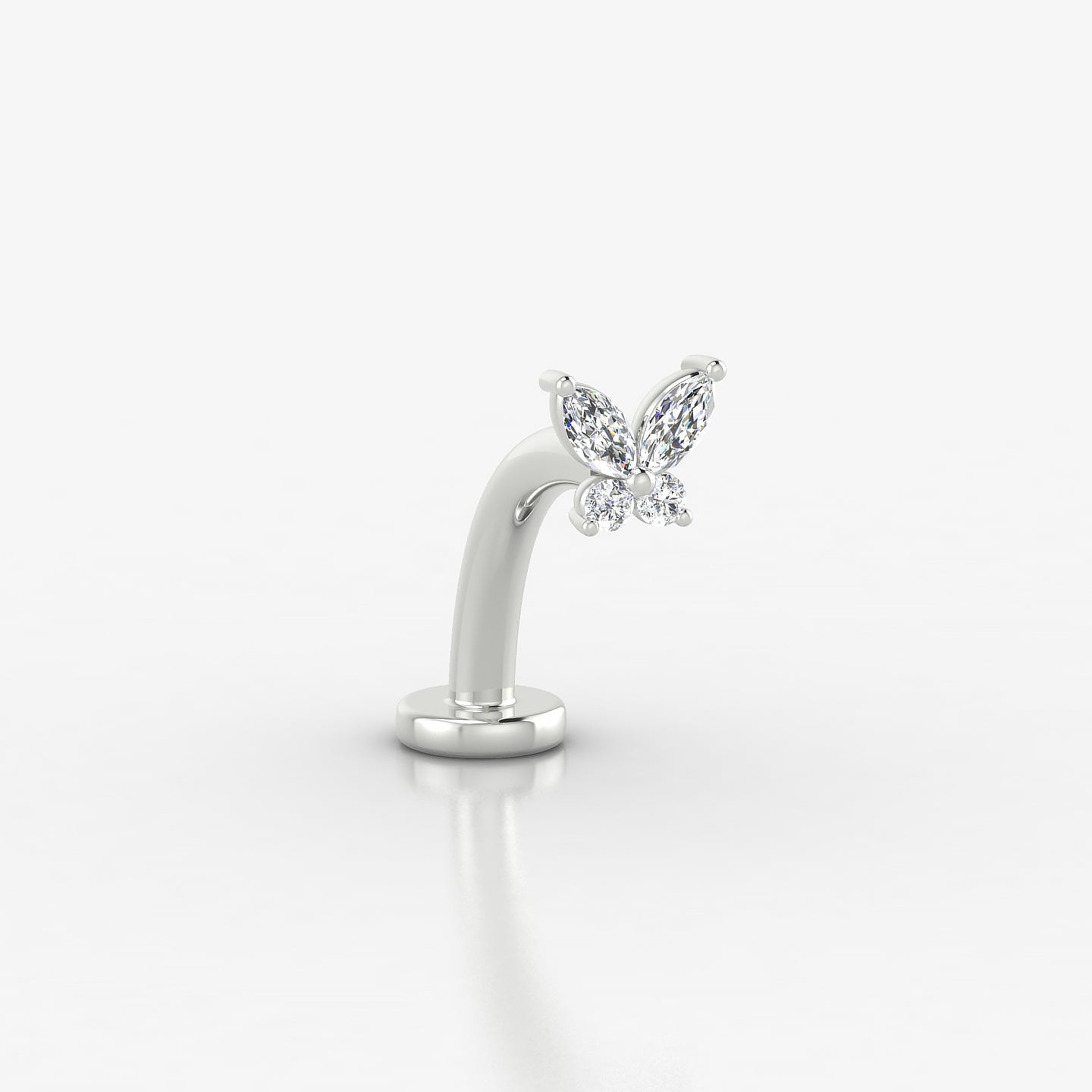 Levana | 18k White Gold 4.5 mm 10 mm Butterfly Diamond Floating Navel Piercing