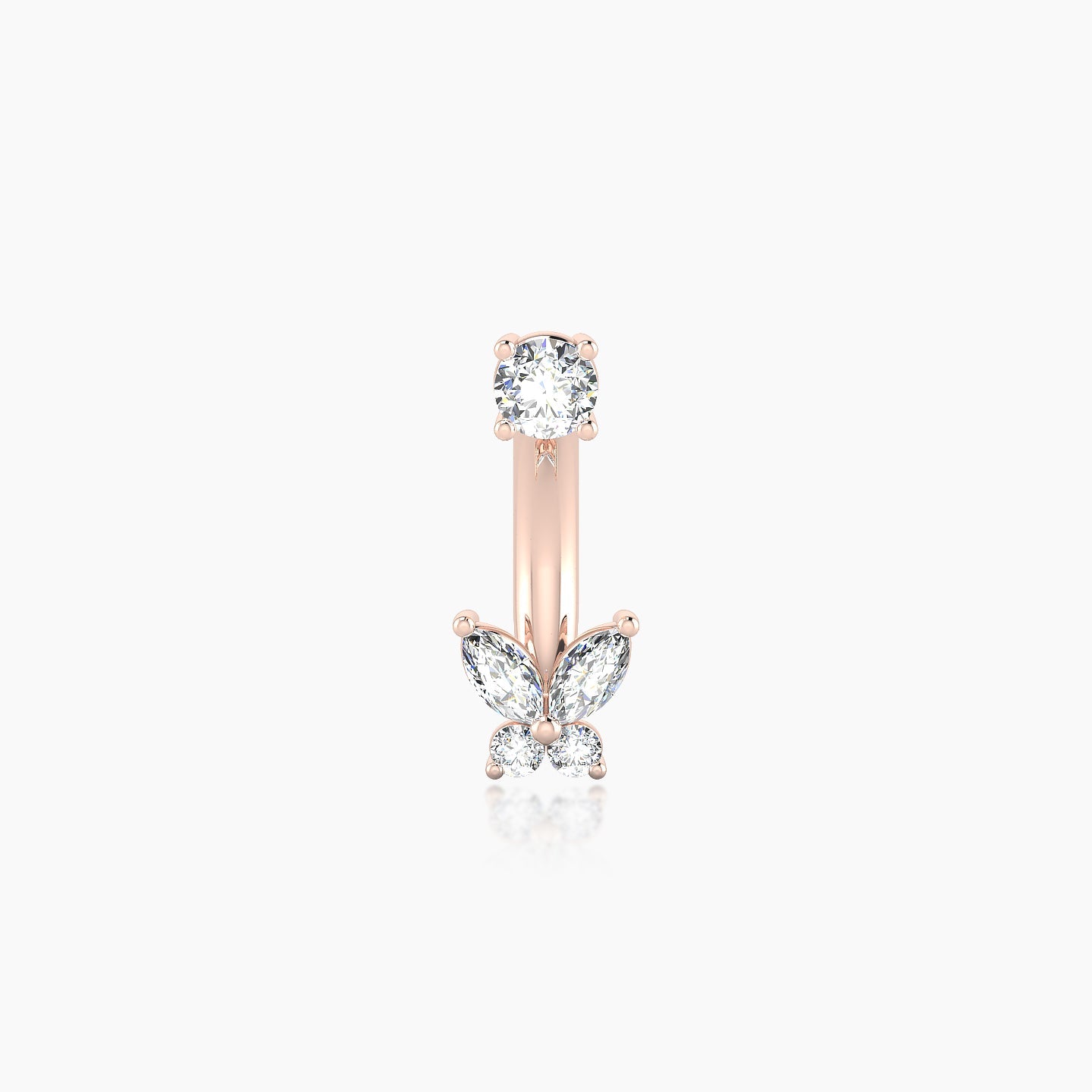 Levana | 18k Rose Gold 10 mm 4.5 mm Butterfly Diamond Navel Piercing