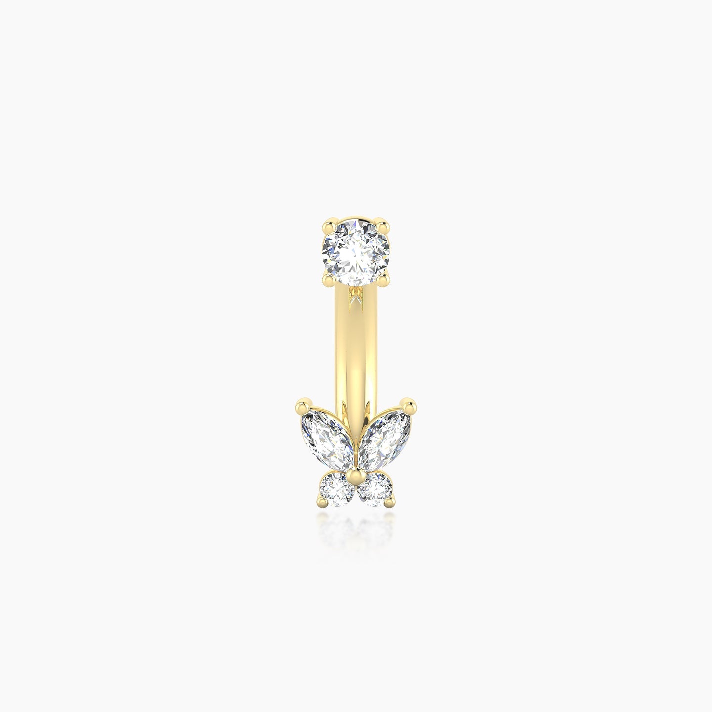 Levana | 18k Yellow Gold 10 mm 4.5 mm Butterfly Diamond Navel Piercing