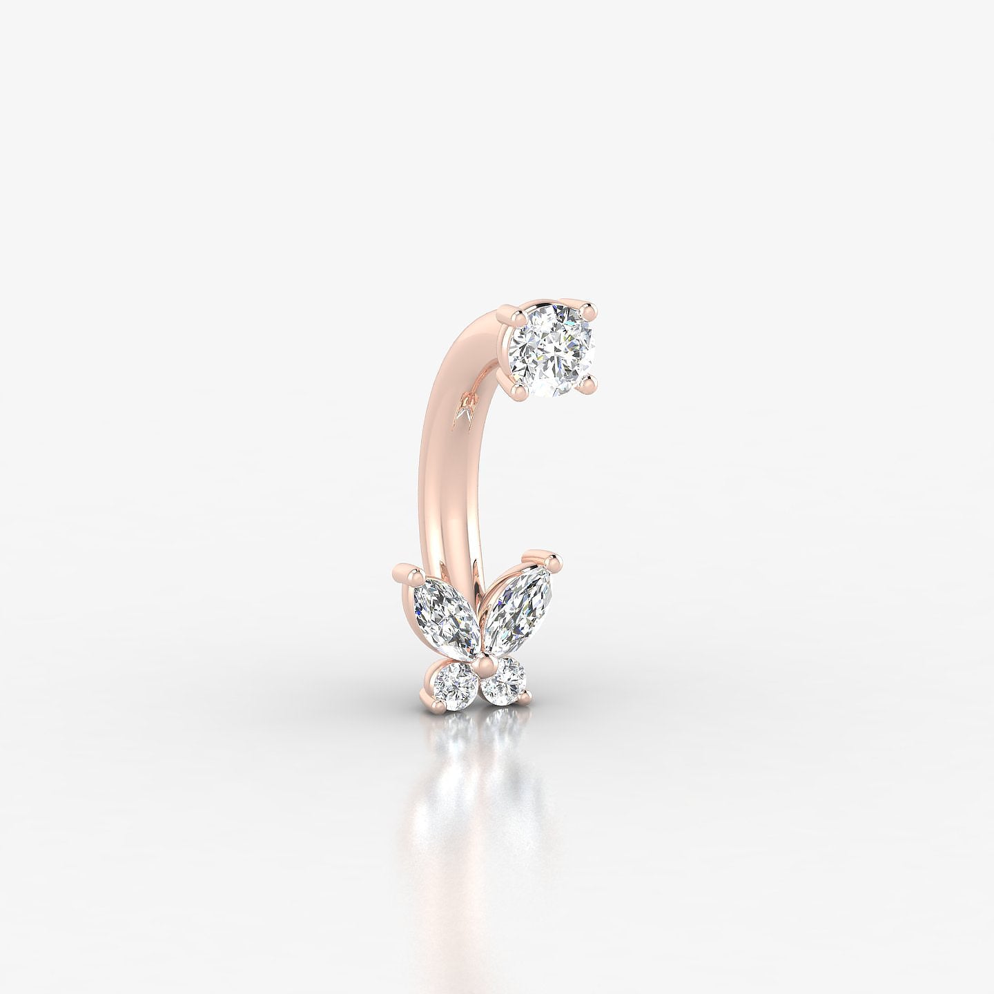 Levana | 18k Rose Gold 10 mm 4.5 mm Butterfly Diamond Navel Piercing