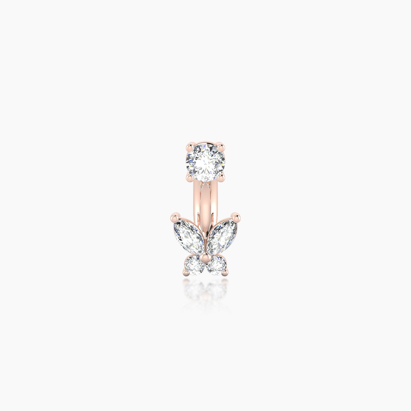 Levana | 18k Rose Gold 6 mm 4.5 mm Butterfly Diamond Navel Piercing