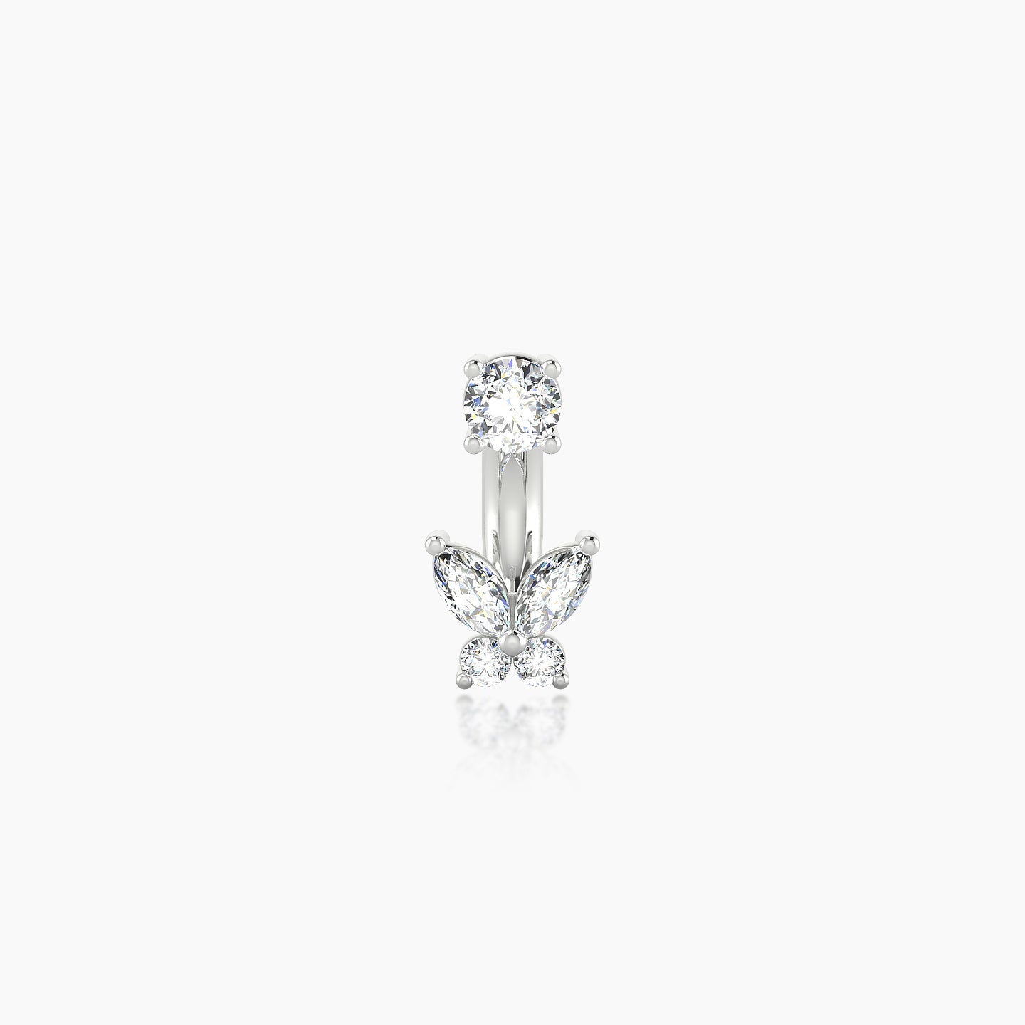 Levana | 18k White Gold 6 mm 4.5 mm Butterfly Diamond Navel Piercing