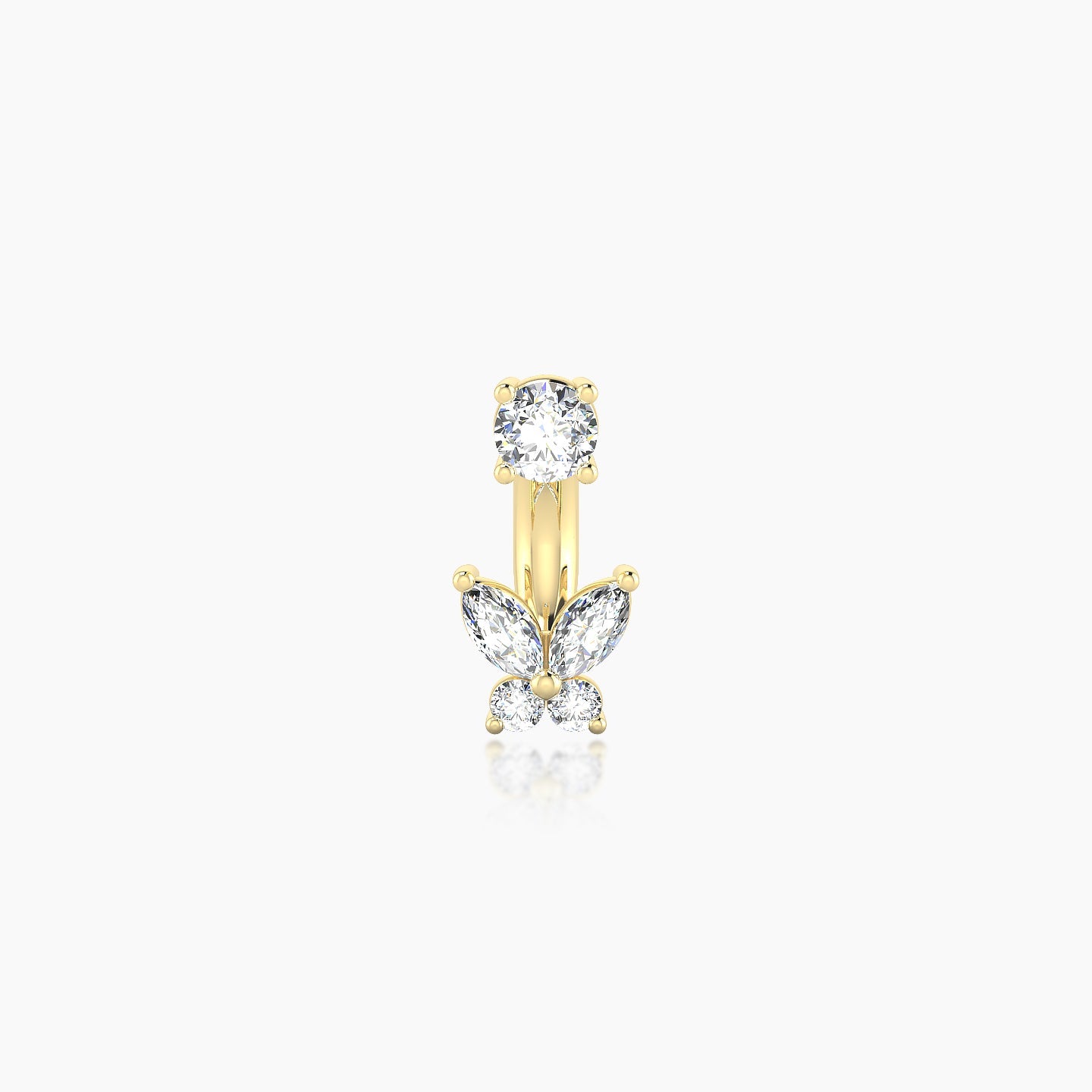 Levana | 18k Yellow Gold 6 mm 4.5 mm Butterfly Diamond Navel Piercing