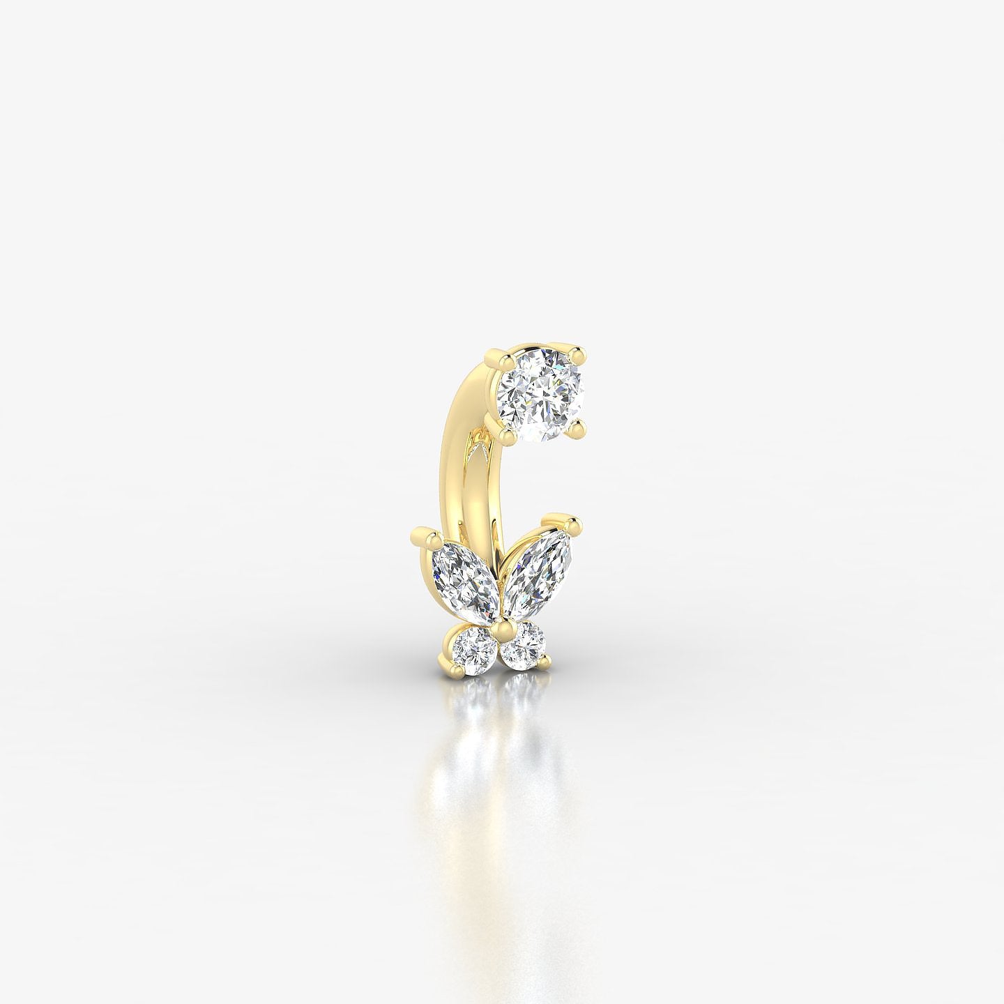 Levana | 18k Yellow Gold 6 mm 4.5 mm Butterfly Diamond Navel Piercing