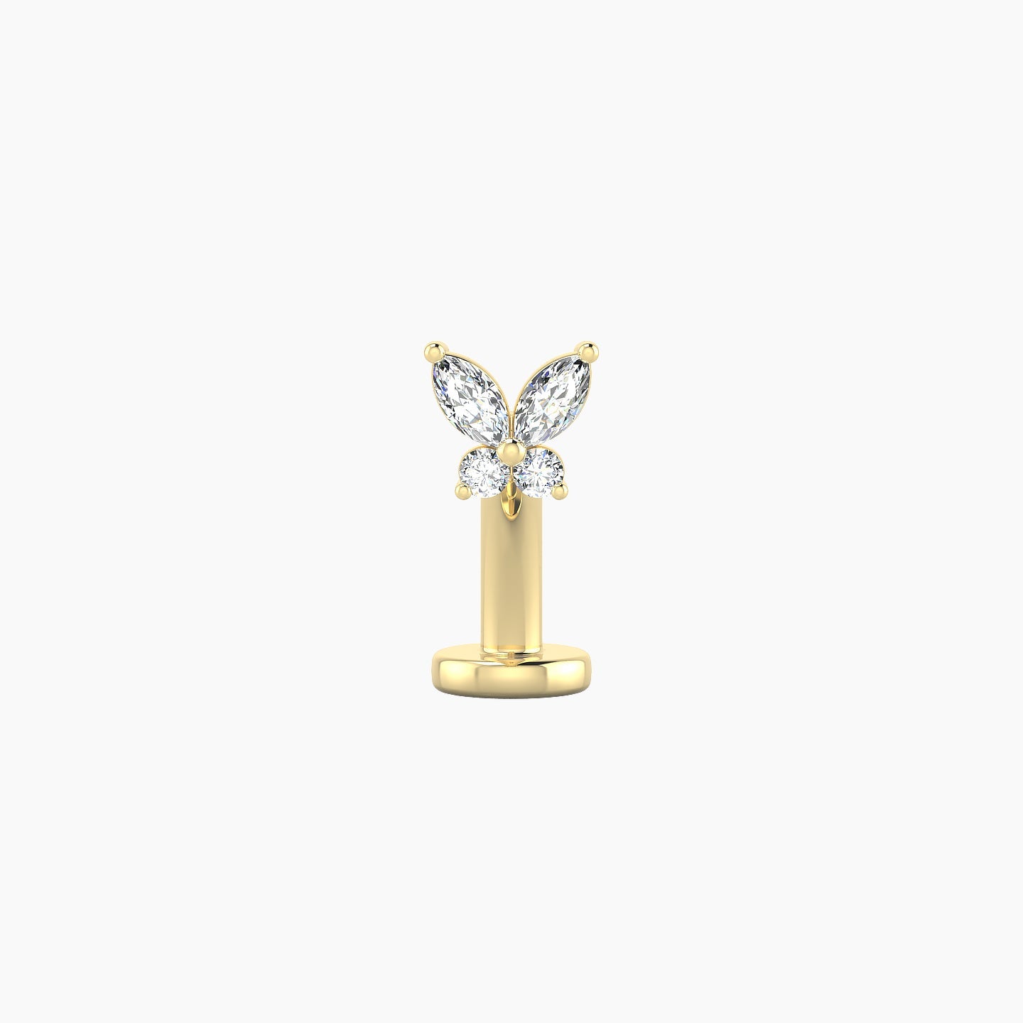 Levana | 18k Yellow Gold 4.5 mm 8 mm Butterfly Diamond Floating Navel Piercing