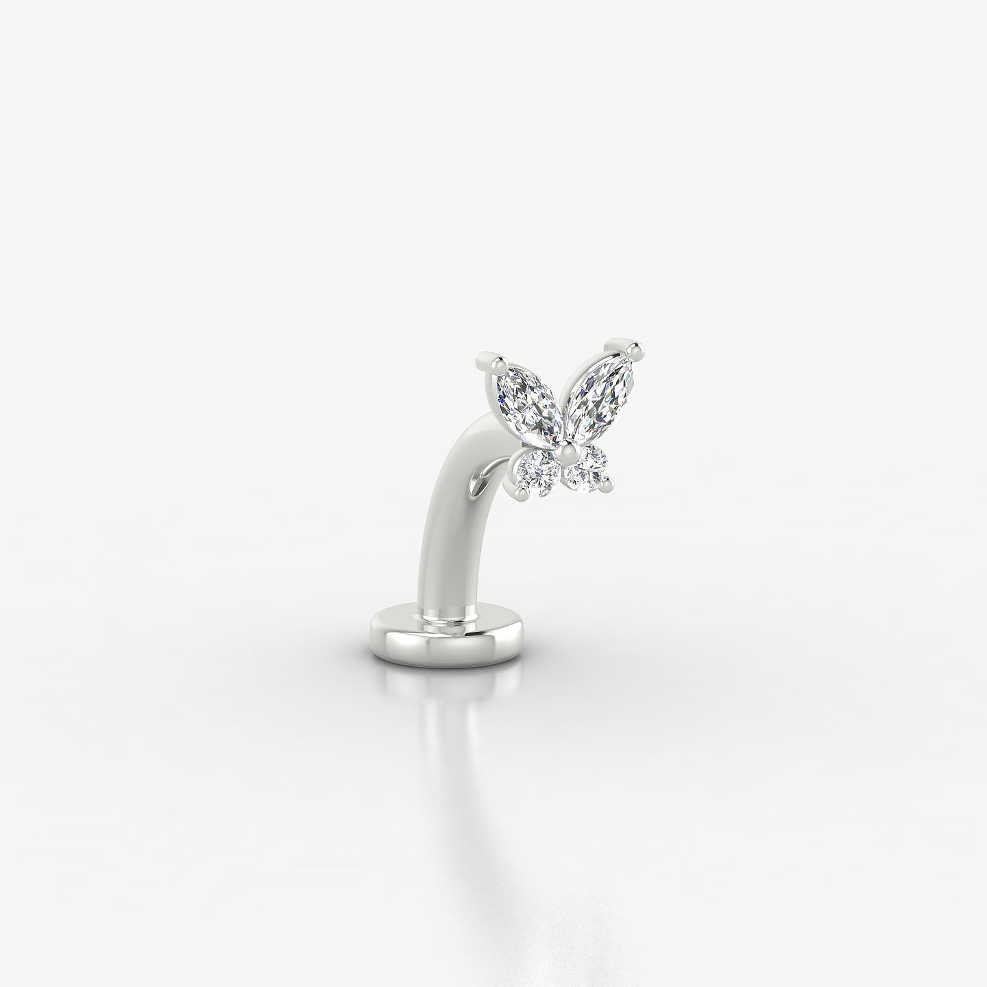 Levana | 18k White Gold 4.5 mm 8 mm Butterfly Diamond Floating Navel Piercing