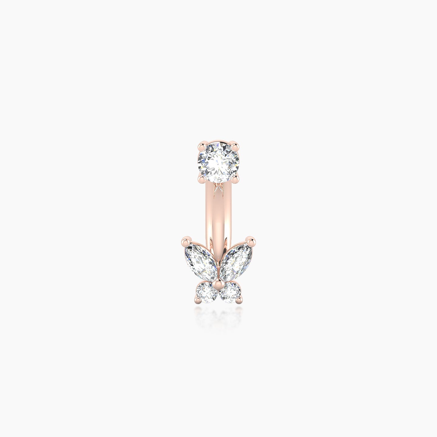 Levana | 18k Rose Gold 8 mm 4.5 mm Butterfly Diamond Navel Piercing