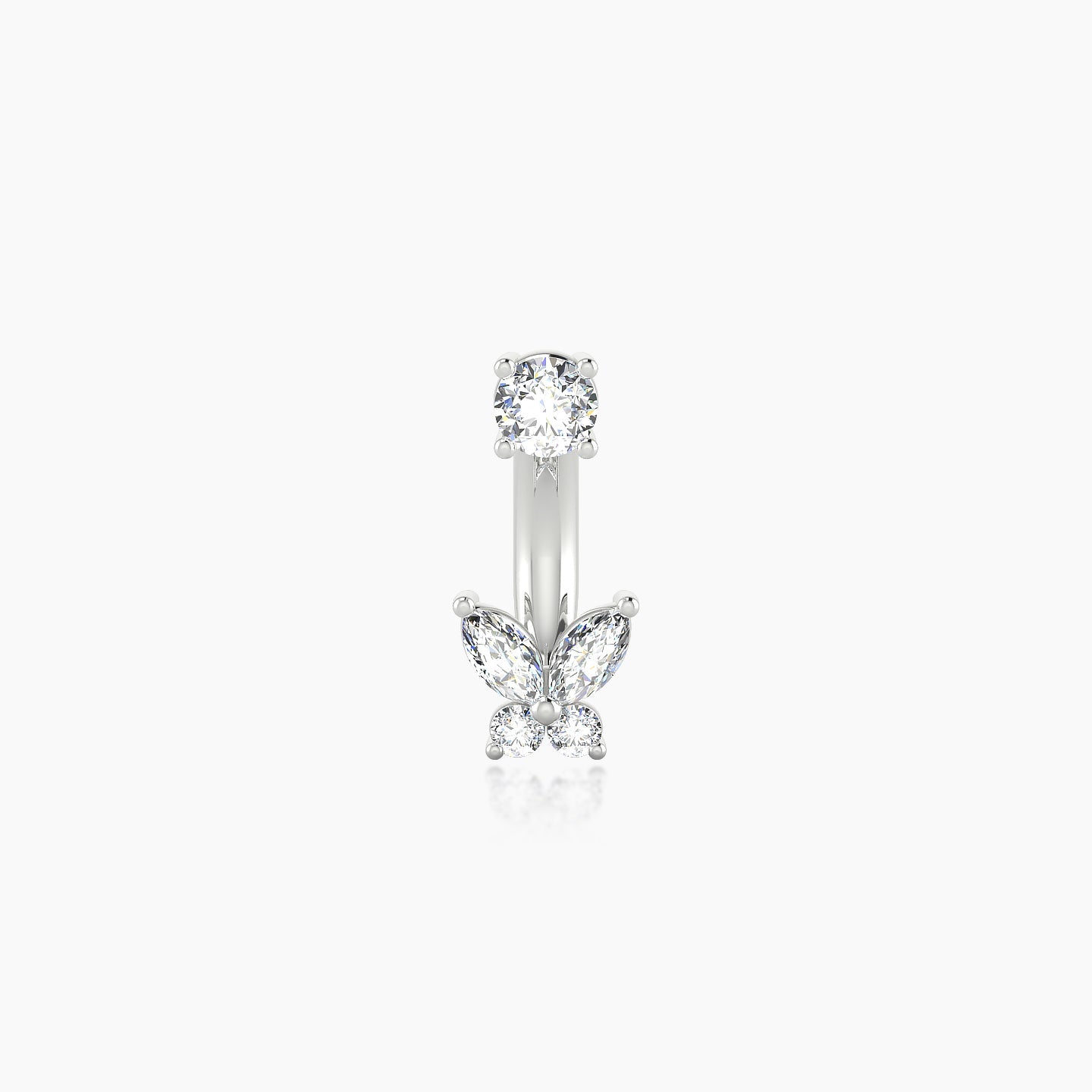 Levana | 18k White Gold 8 mm 4.5 mm Butterfly Diamond Navel Piercing