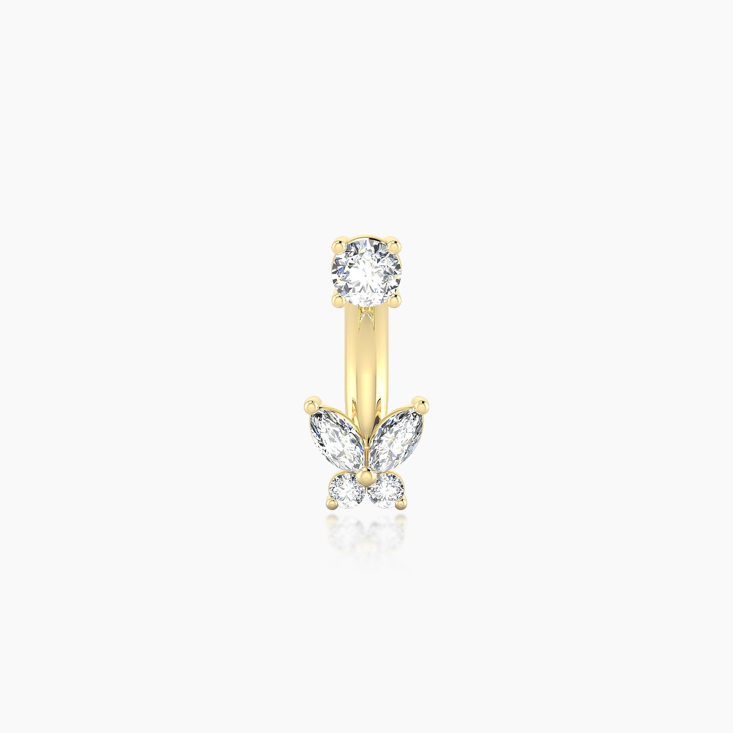 Levana | 18k Yellow Gold 8 mm 4.5 mm Butterfly Diamond Navel Piercing