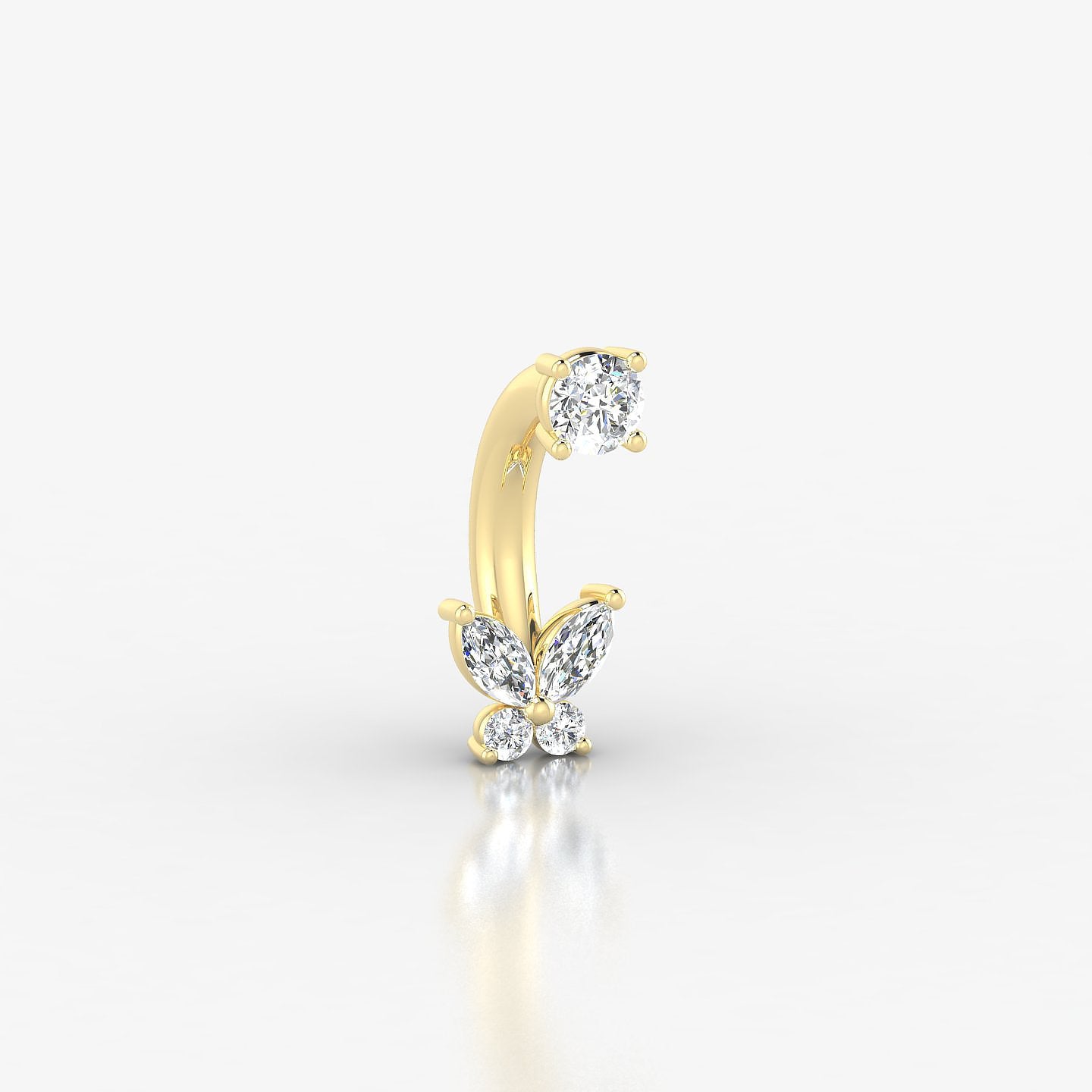 Levana | 18k Yellow Gold 8 mm 4.5 mm Butterfly Diamond Navel Piercing