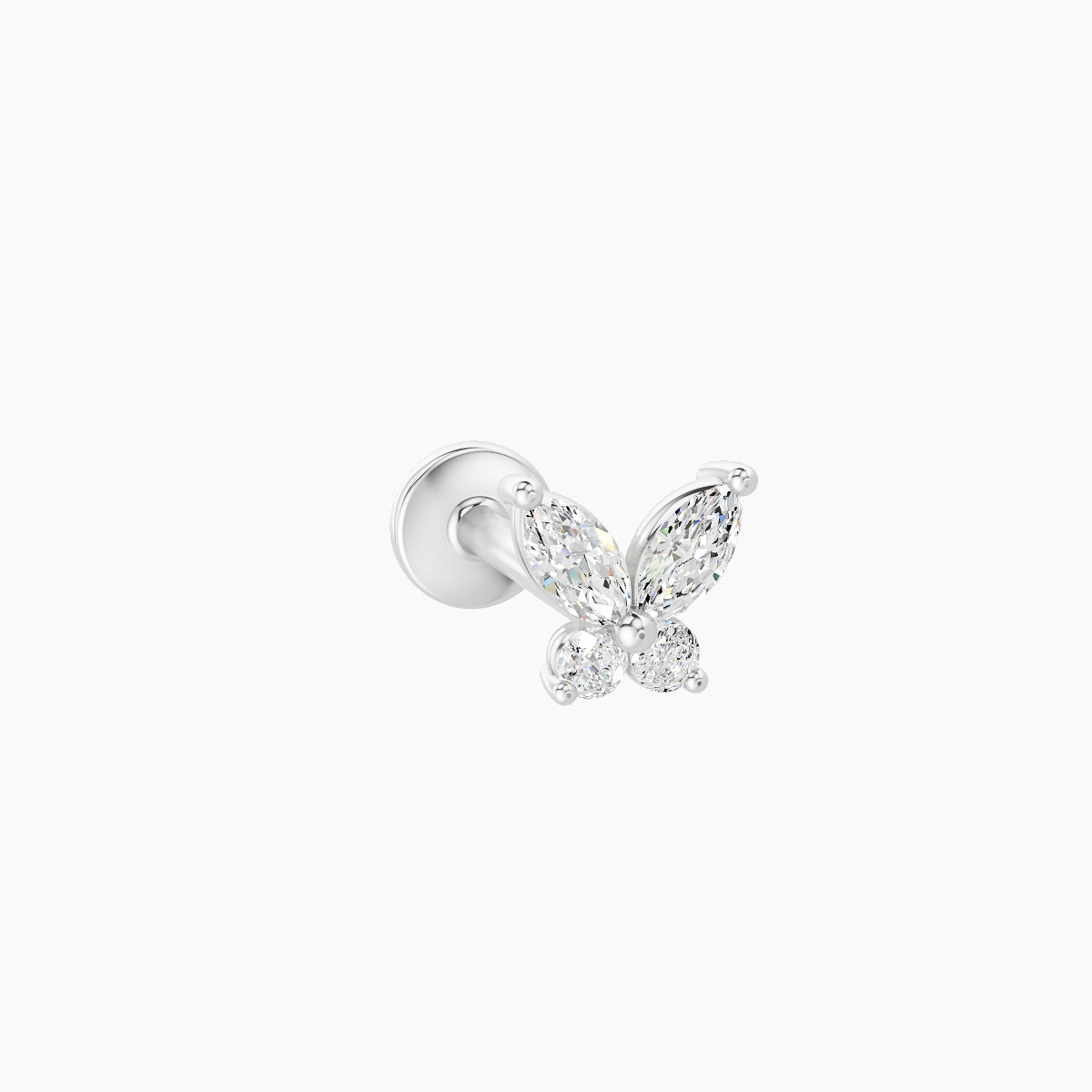 Levana | 18k White Gold 4.5 mm 8 mm Butterfly Diamond Piercing