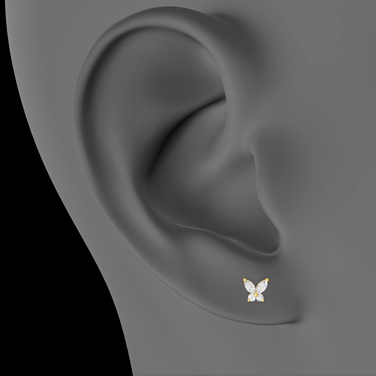 Levana | 18k Yellow Gold 4.5 mm 8 mm Butterfly Diamond Piercing