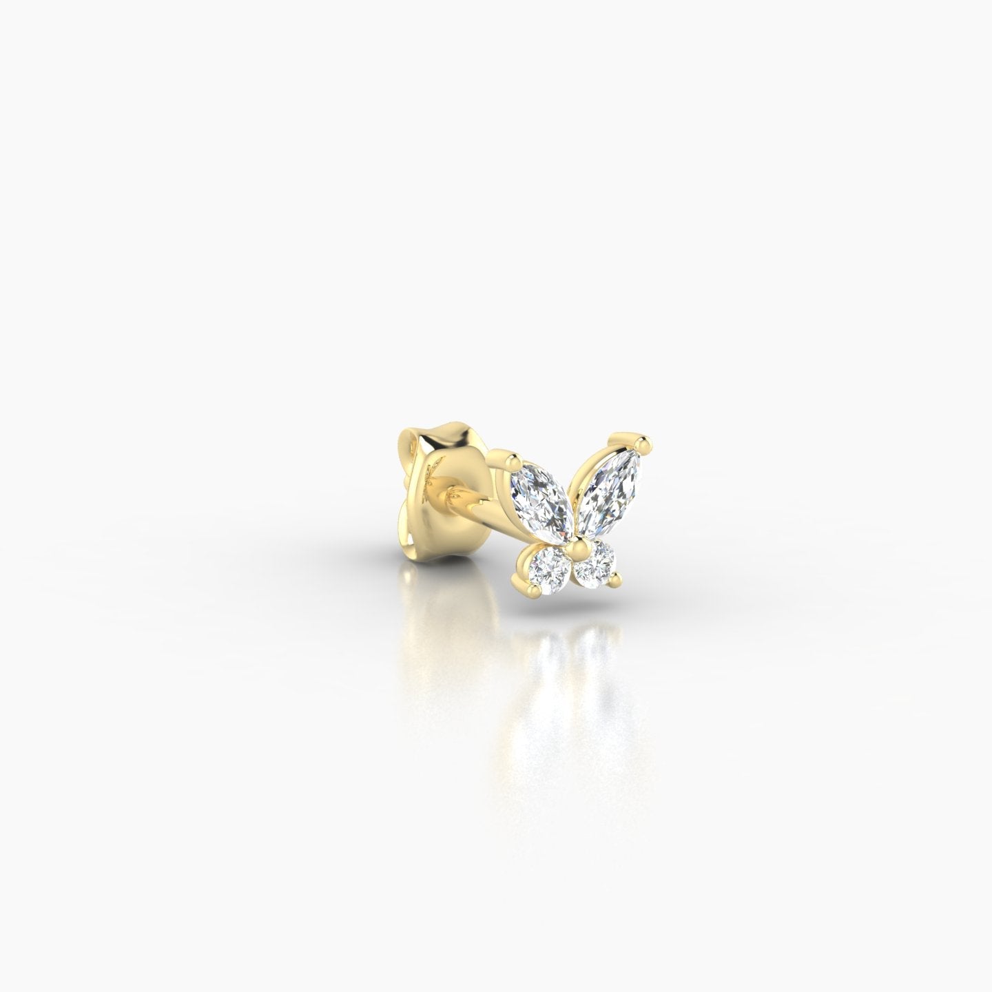 Levana | 18k Yellow Gold 4.5 mm Butterfly Diamond Earring