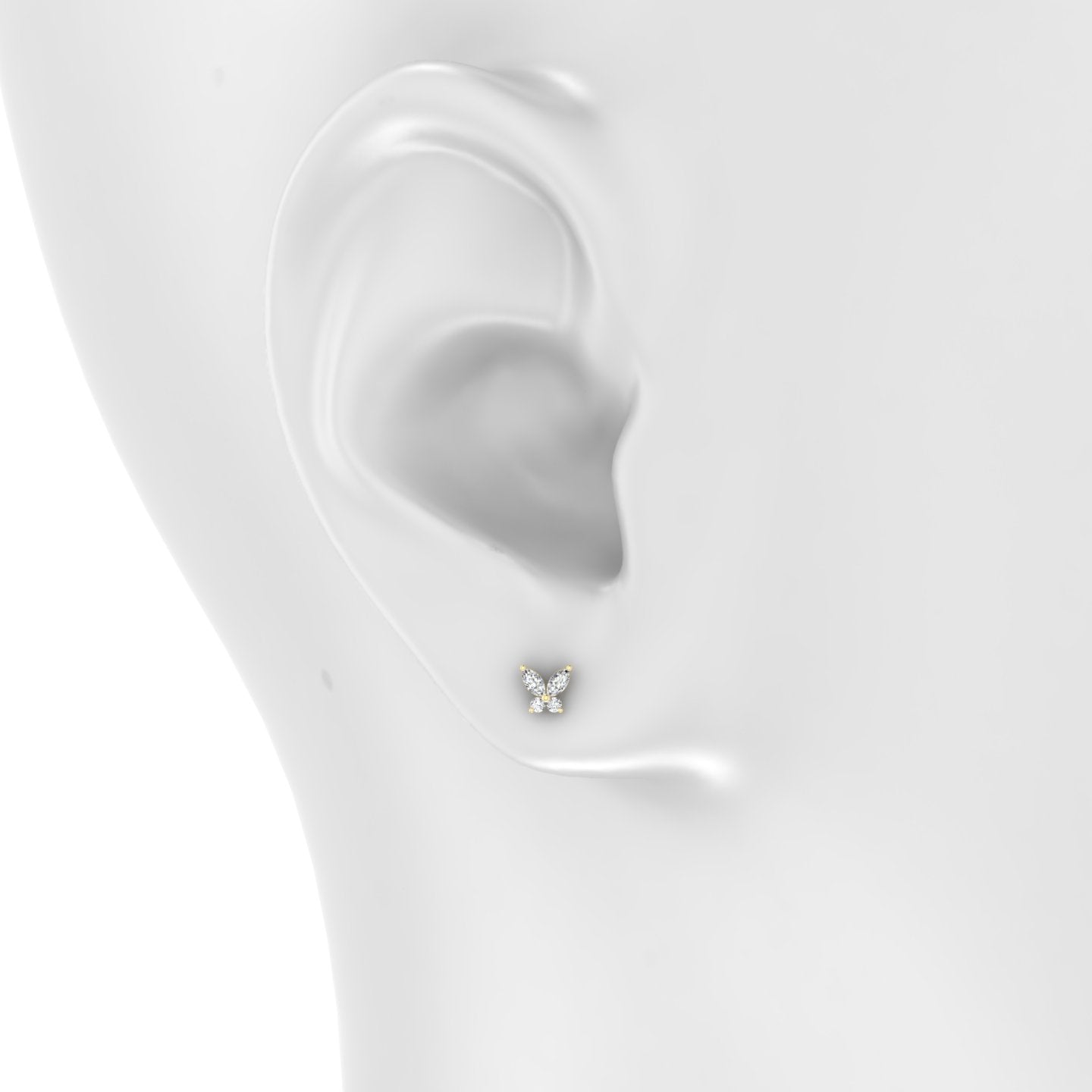 Levana | 18k Yellow Gold 4.5 mm Butterfly Diamond Earring