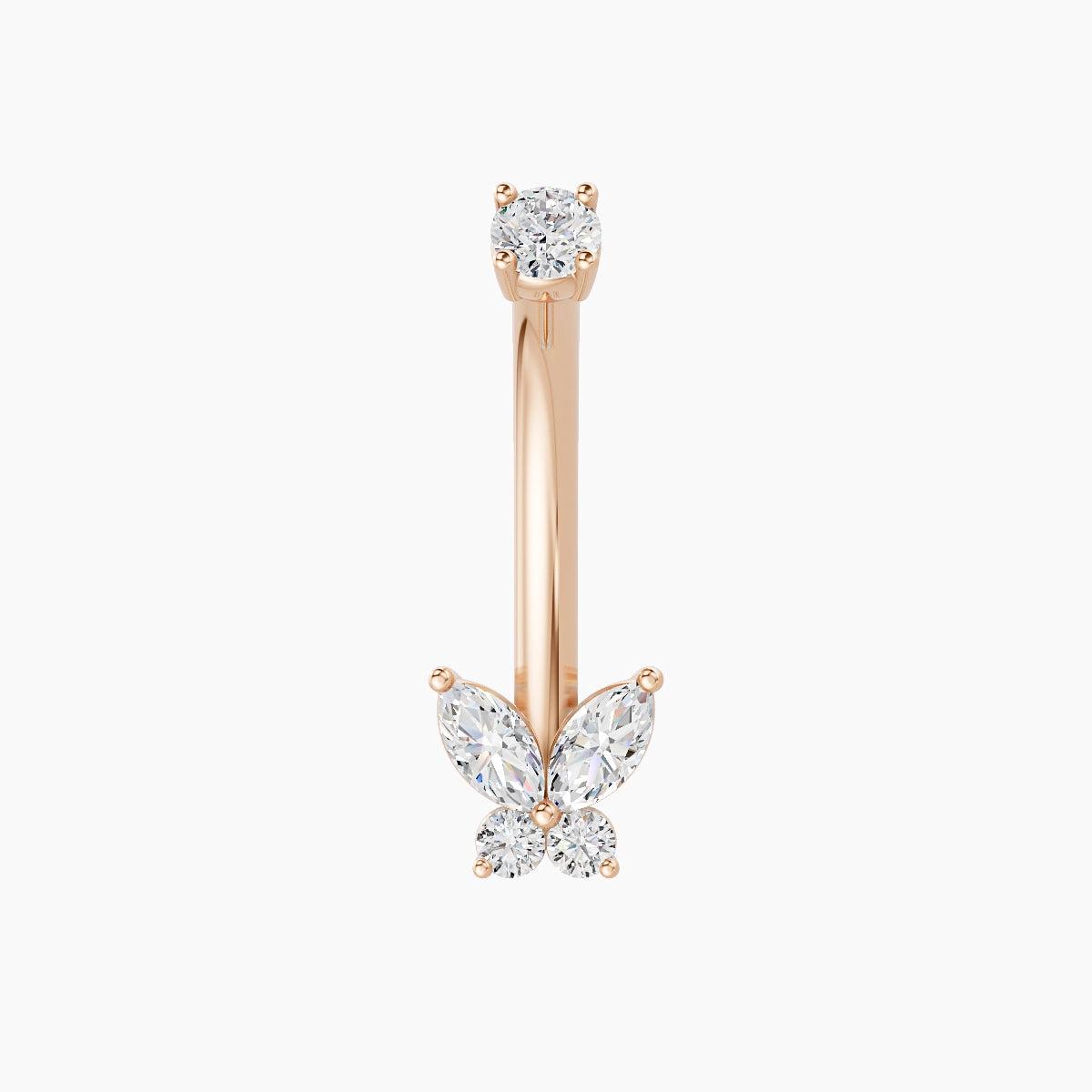 Levana | 18k Rose Gold 5.5 mm 10 mm Butterfly Diamond Belly Piercing