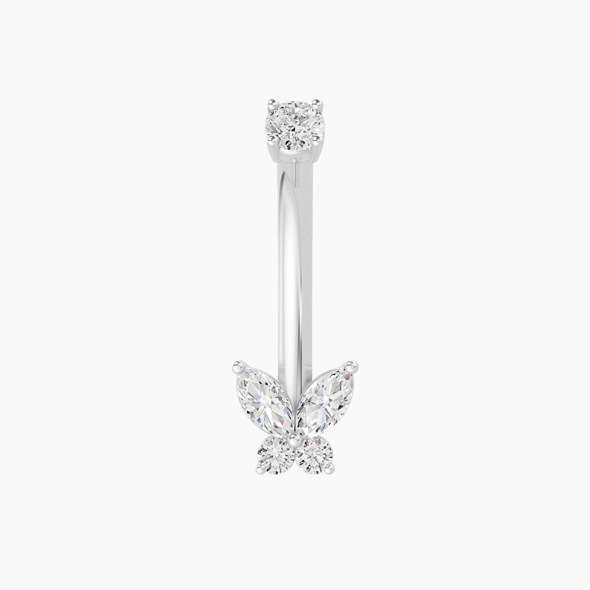 Levana | 18k White Gold 5.5 mm 10 mm Butterfly Diamond Belly Piercing