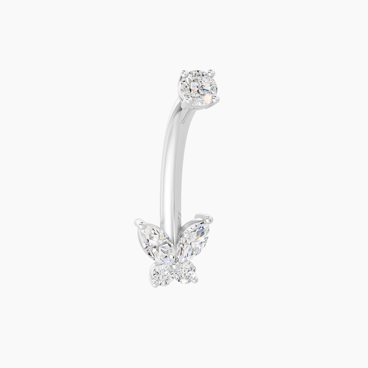 Levana | 18k White Gold 5.5 mm 10 mm Butterfly Diamond Belly Piercing