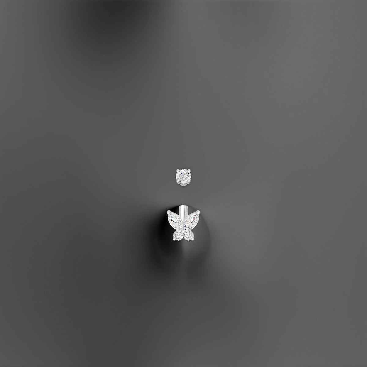 Levana | 18k White Gold 5.5 mm 10 mm Butterfly Diamond Belly Piercing