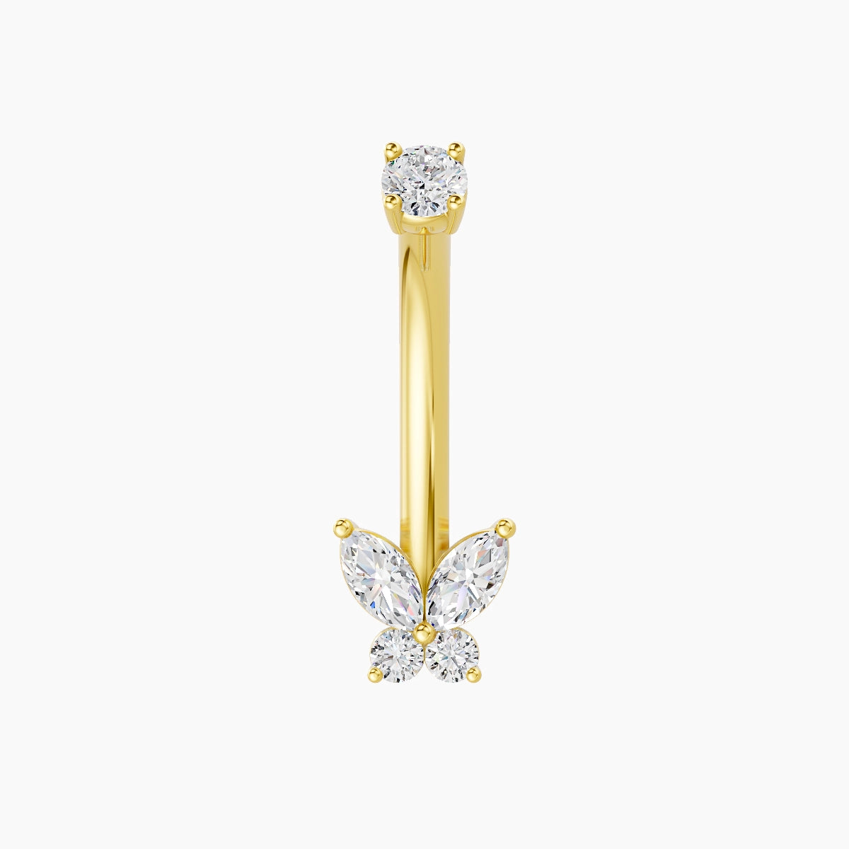 Levana | 18k Yellow Gold 5.5 mm 10 mm Butterfly Diamond Belly Piercing