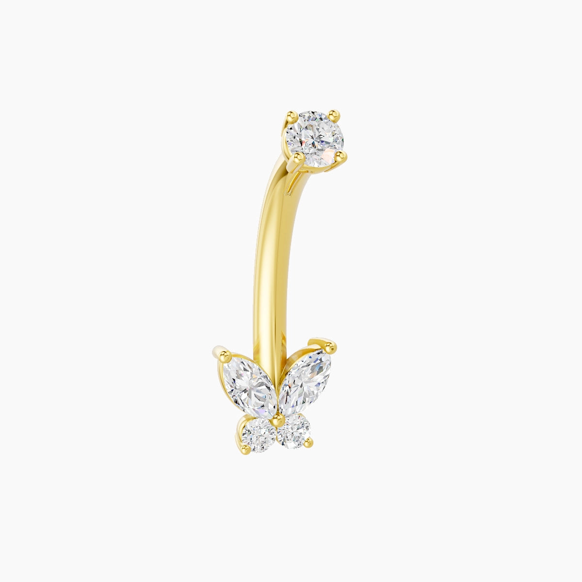 Levana | 18k Yellow Gold 5.5 mm 10 mm Butterfly Diamond Belly Piercing