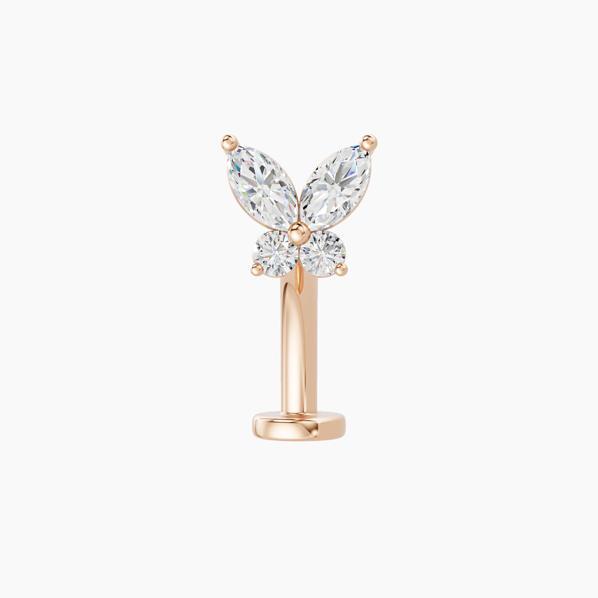 Levana | 18k Rose Gold 5.5 mm 10 mm Butterfly Diamond Floating Navel Piercing