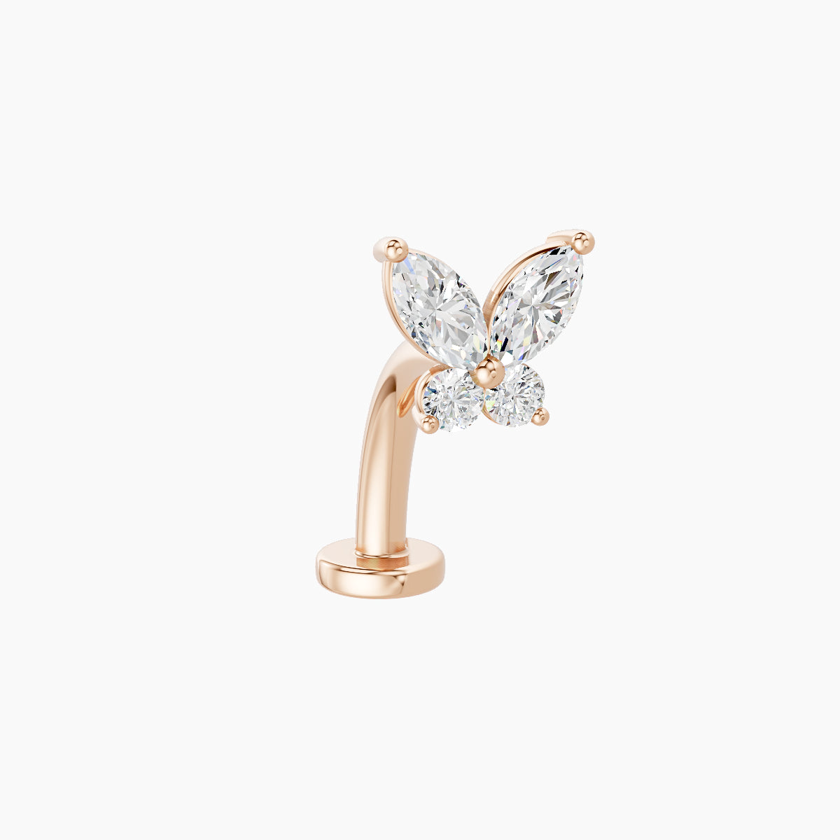 Levana | 18k Rose Gold 5.5 mm 10 mm Butterfly Diamond Floating Navel Piercing