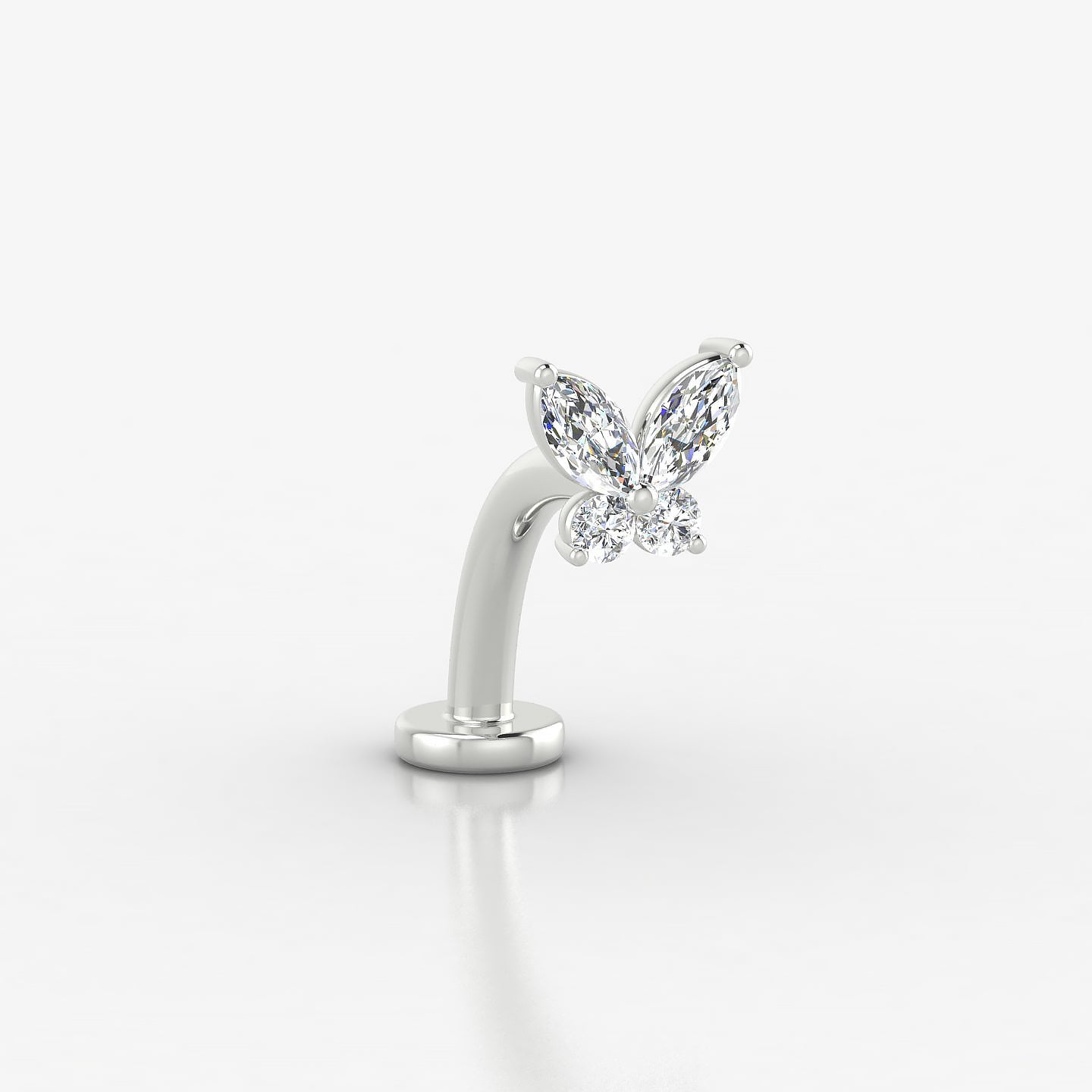 Levana | 18k White Gold 5.5 mm 10 mm Butterfly Diamond Floating Navel Piercing