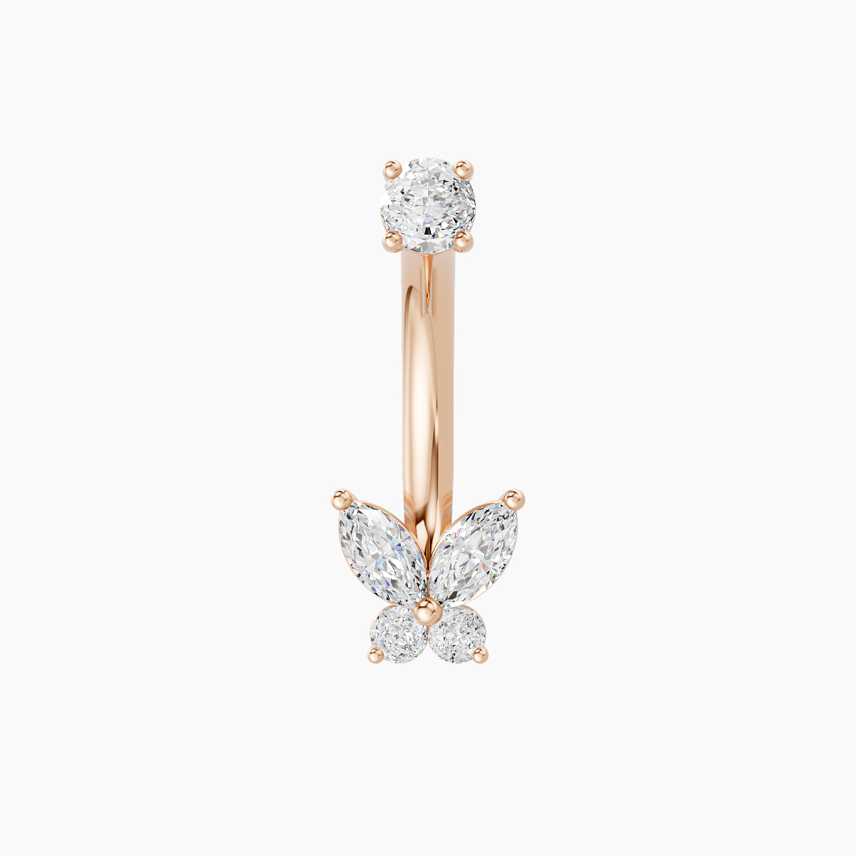 Levana | 18k Rose Gold 5.5 mm 10 mm Butterfly Diamond Navel Piercing