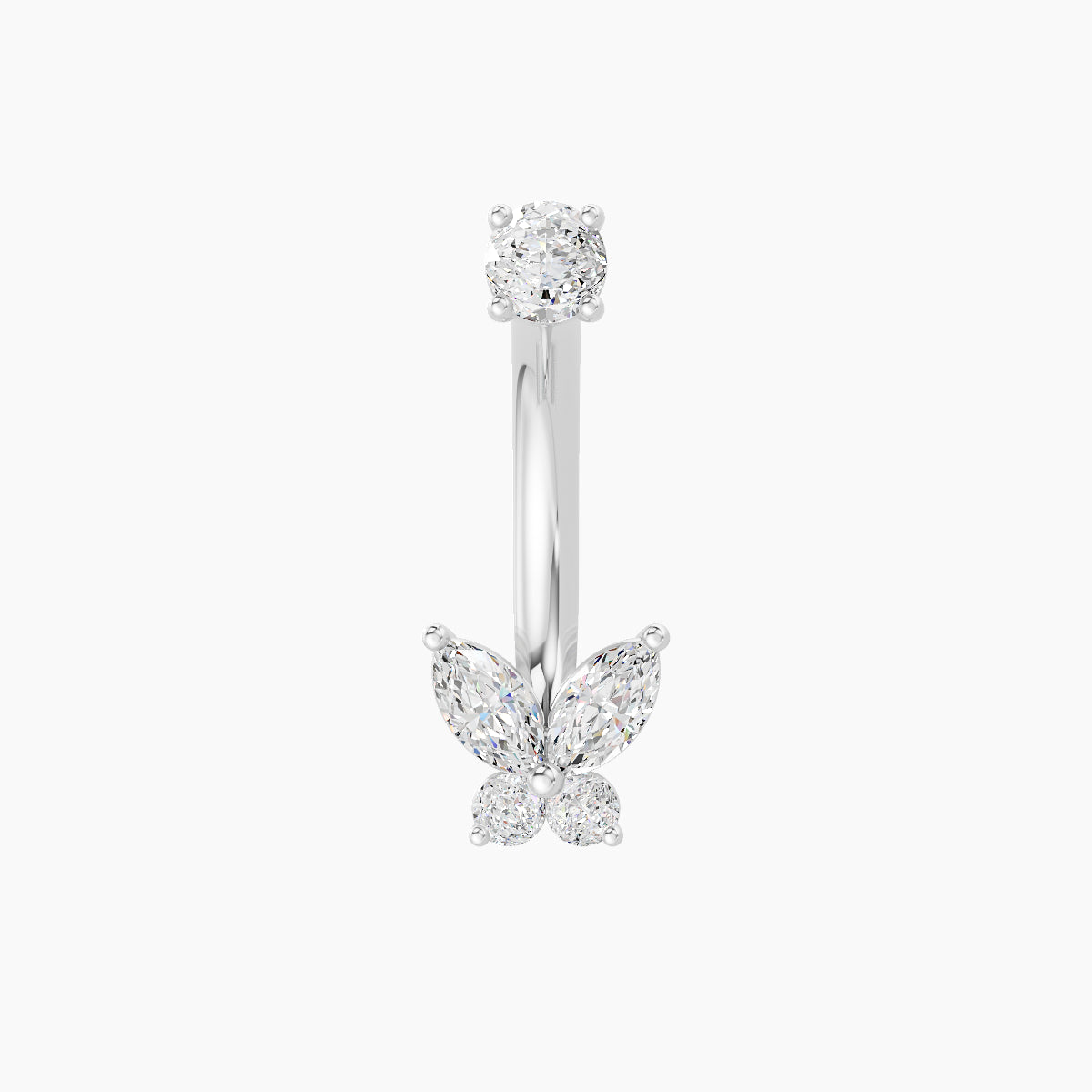 Levana | 18k White Gold 5.5 mm 10 mm Butterfly Diamond Navel Piercing