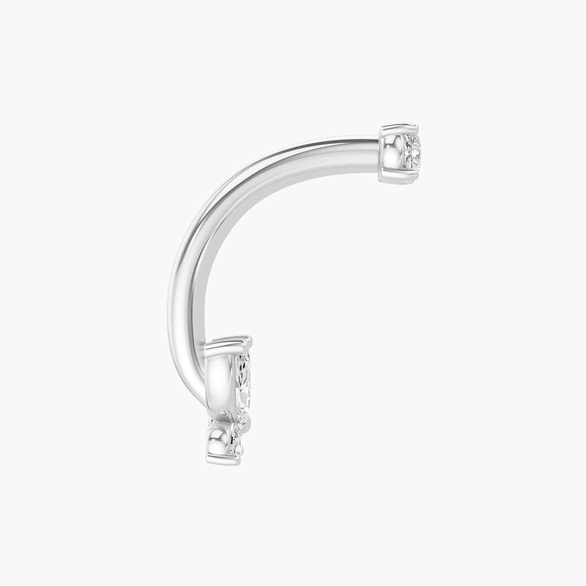 Levana | 18k White Gold 5.5 mm 10 mm Butterfly Diamond Navel Piercing
