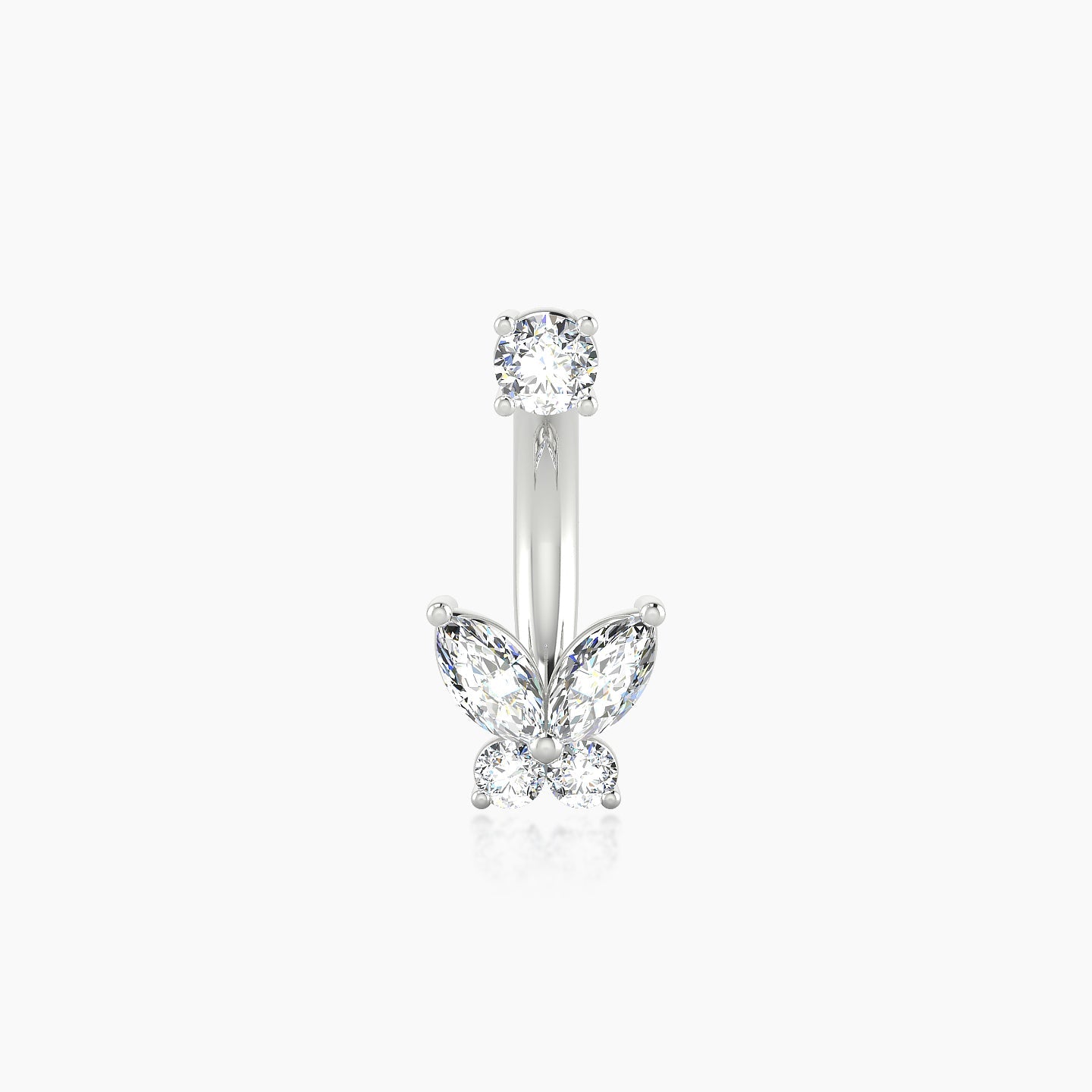 Levana | 18k White Gold 10 mm 5.5 mm Butterfly Diamond Navel Piercing