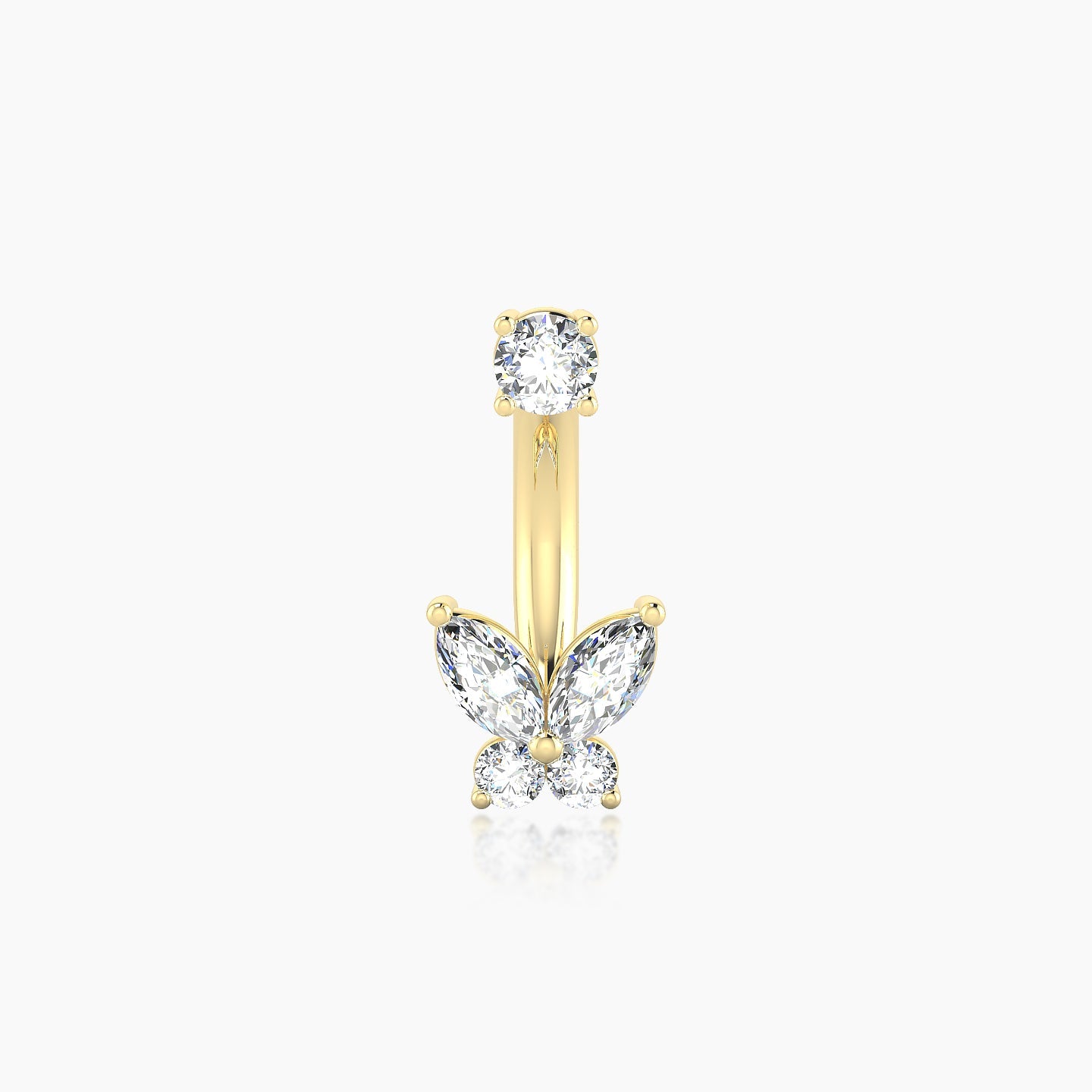 Levana | 18k Yellow Gold 10 mm 5.5 mm Butterfly Diamond Navel Piercing