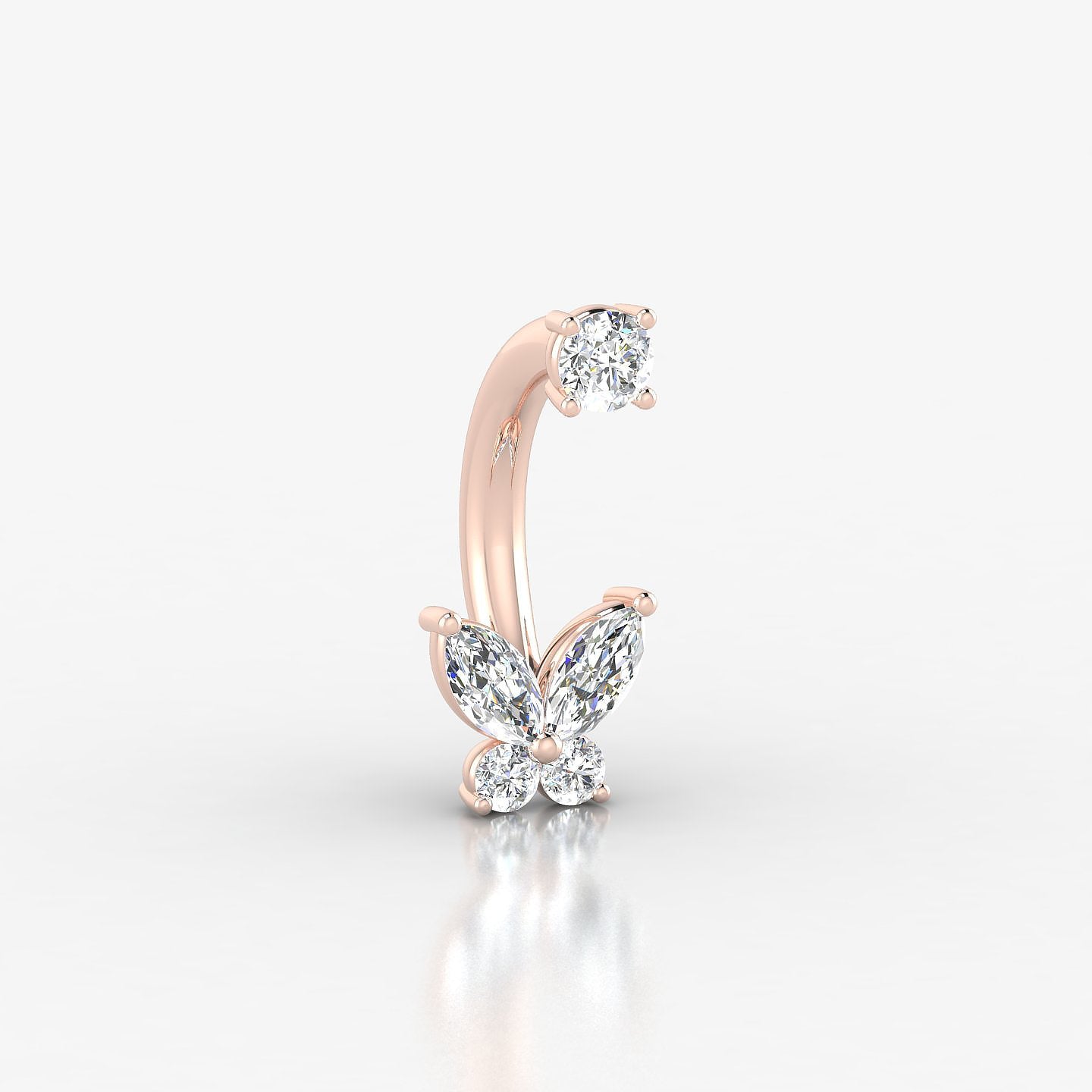 Levana | 18k Rose Gold 10 mm 5.5 mm Butterfly Diamond Navel Piercing