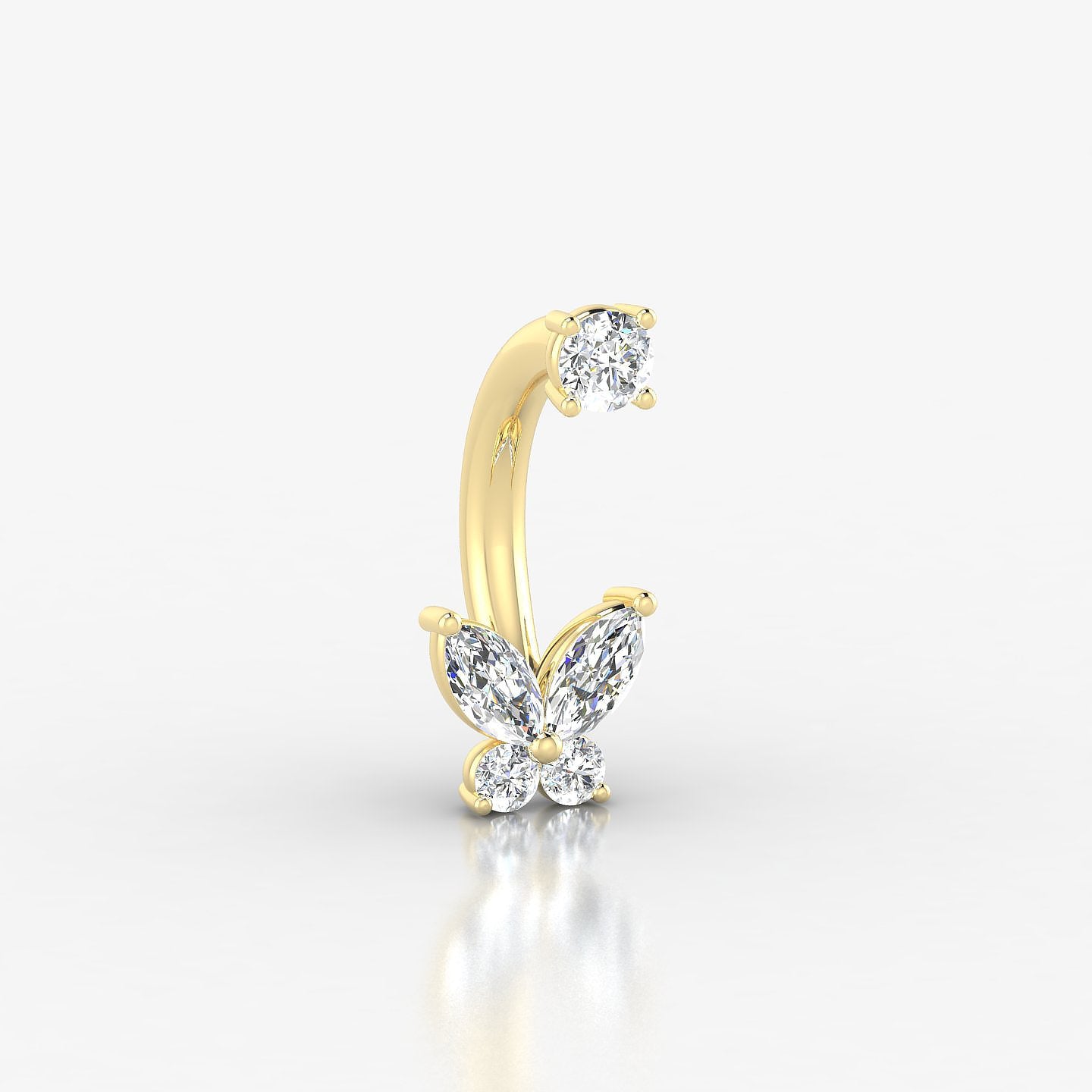 Levana | 18k Yellow Gold 10 mm 5.5 mm Butterfly Diamond Navel Piercing