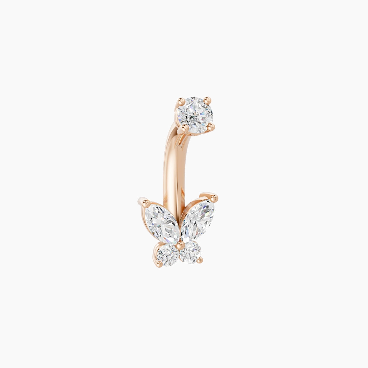 Levana | 18k Rose Gold 5.5 mm 6 mm Butterfly Diamond Belly Piercing