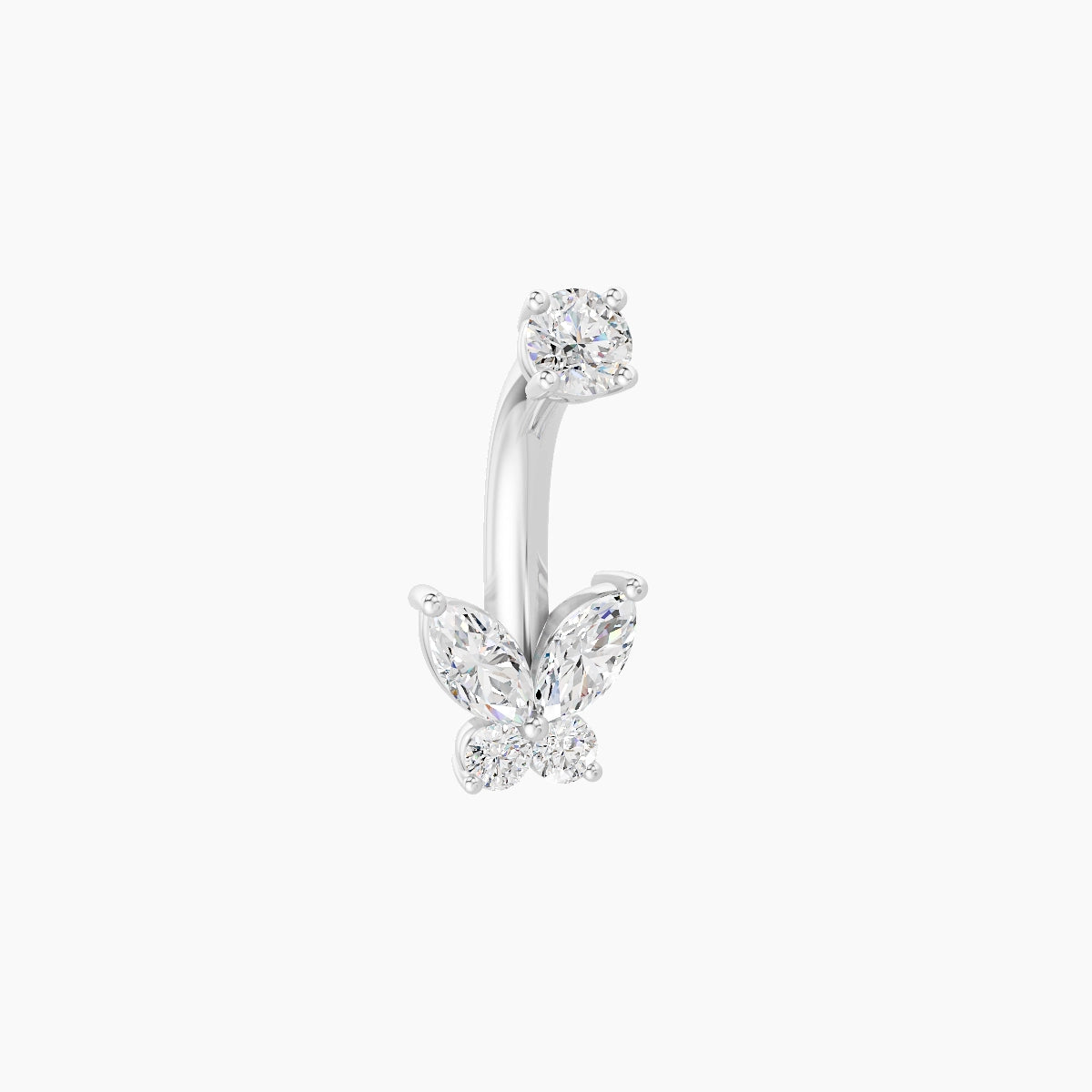 Levana | 18k White Gold 5.5 mm 6 mm Butterfly Diamond Belly Piercing