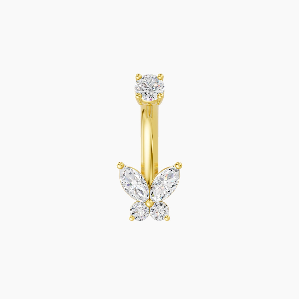 Levana | 18k Yellow Gold 5.5 mm 6 mm Butterfly Diamond Belly Piercing