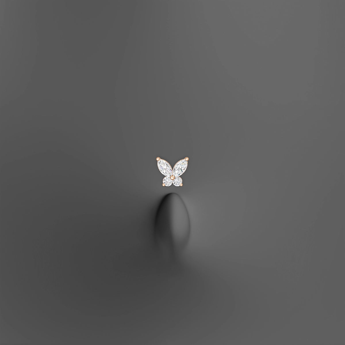 Levana | 18k Rose Gold 5.5 mm 6 mm Butterfly Diamond Floating Navel Piercing