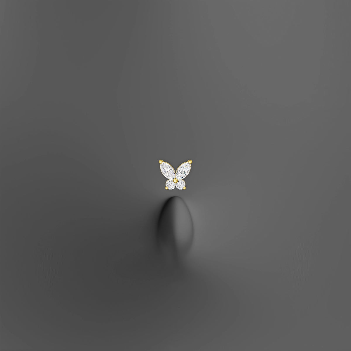 Levana | 18k Yellow Gold 5.5 mm 6 mm Butterfly Diamond Floating Navel Piercing
