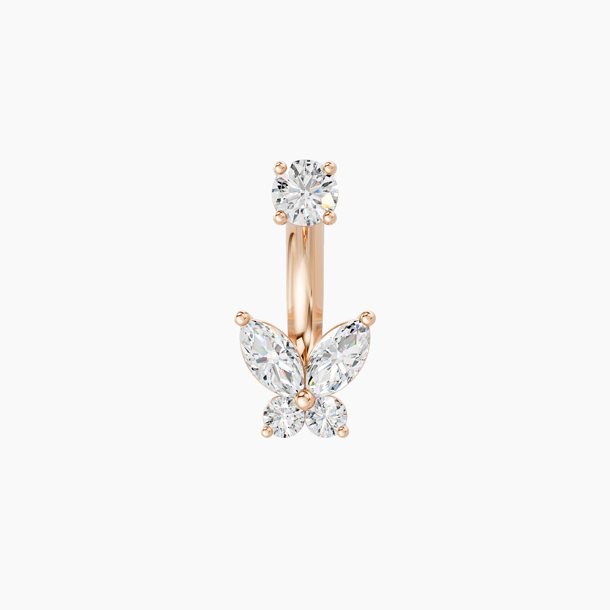 Levana | 18k Rose Gold 5.5 mm 6 mm Butterfly Diamond Navel Piercing