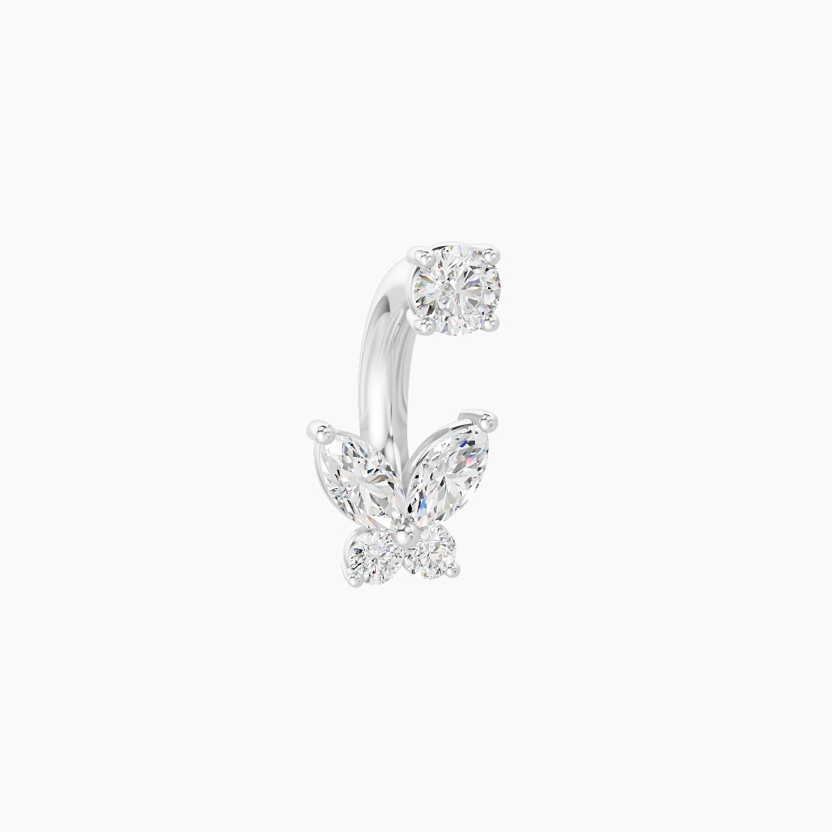 Levana | 18k White Gold 5.5 mm 6 mm Butterfly Diamond Navel Piercing