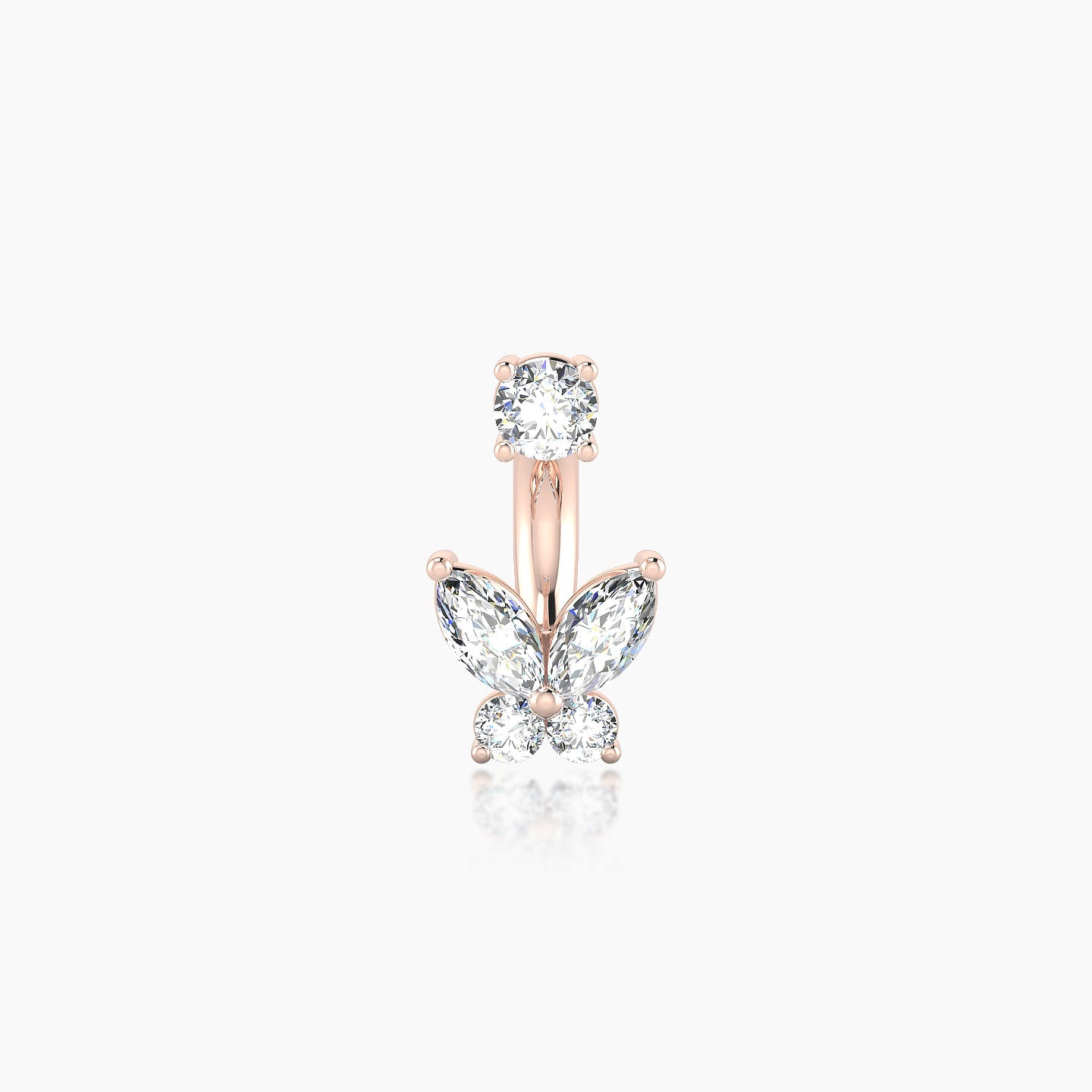 Levana | 18k Rose Gold 6 mm 5.5 mm Butterfly Diamond Navel Piercing