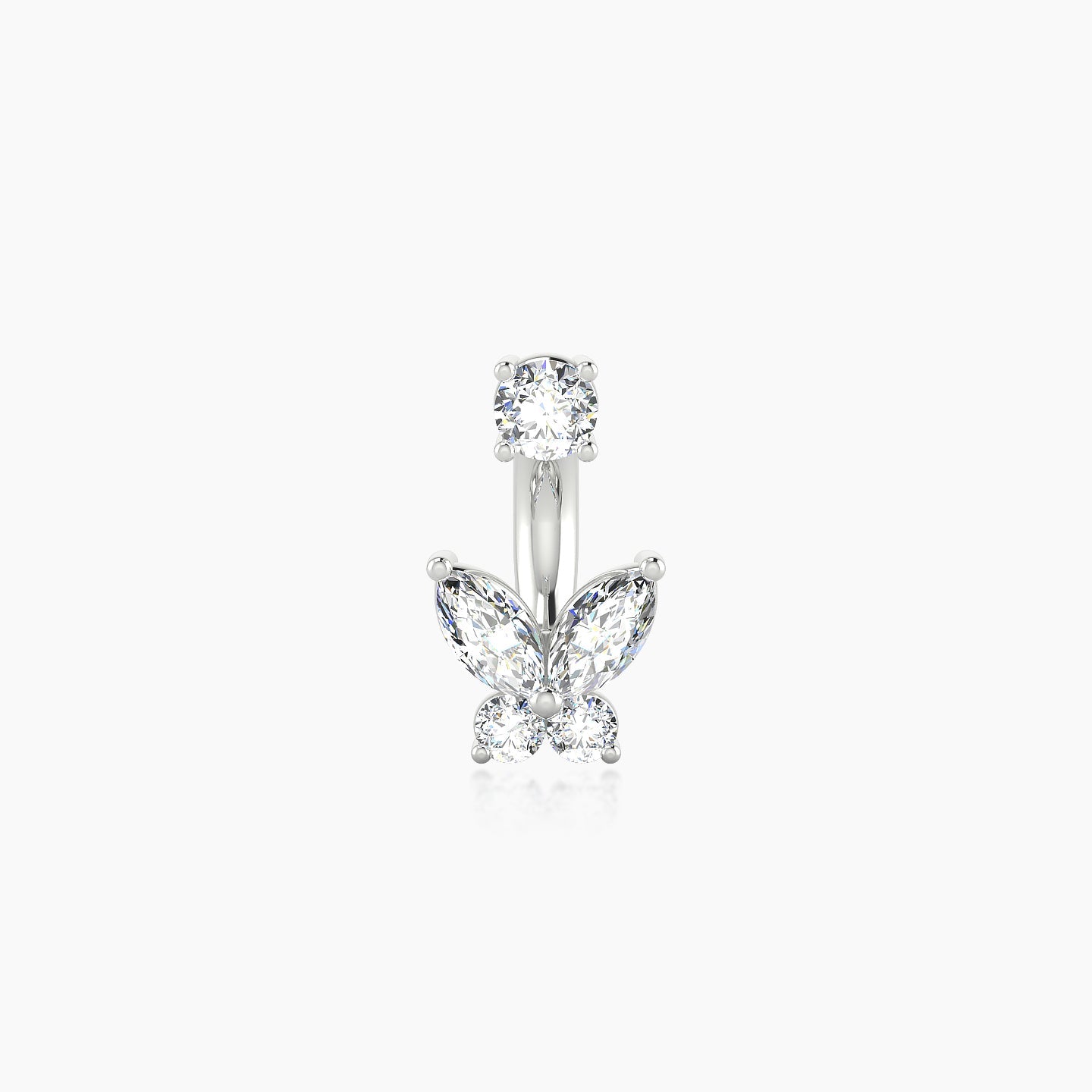 Levana | 18k White Gold 6 mm 5.5 mm Butterfly Diamond Navel Piercing